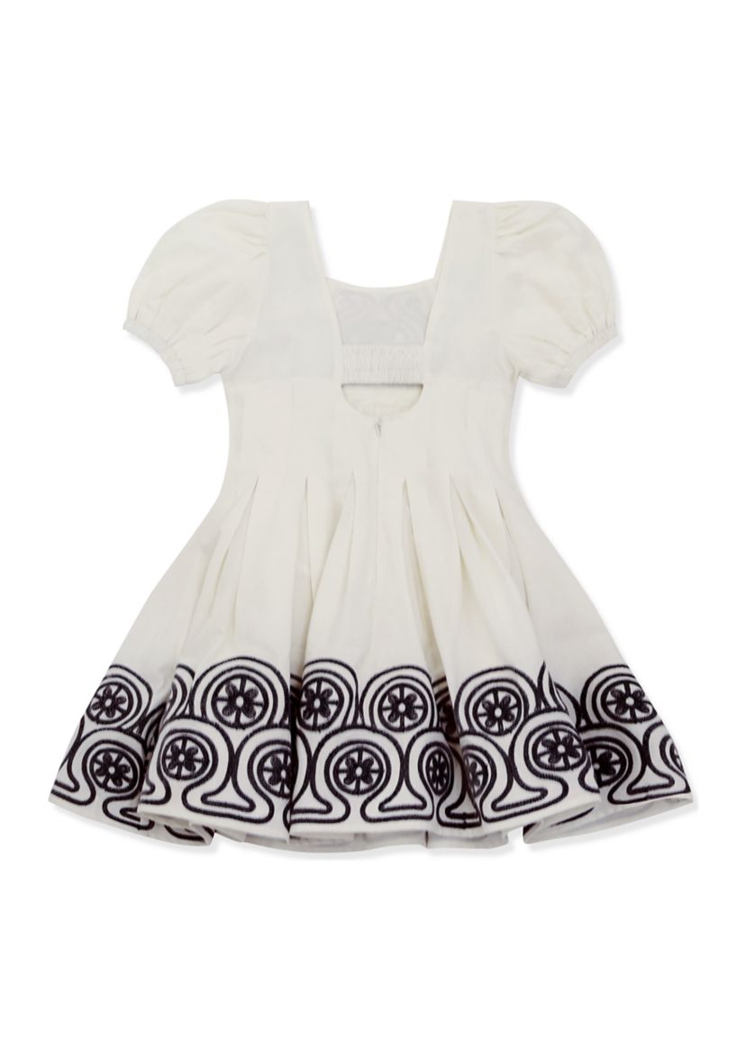 Girls 7-16 Square Neck Embroidered Dress