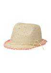 Girls Pom Pom Straw Hat
