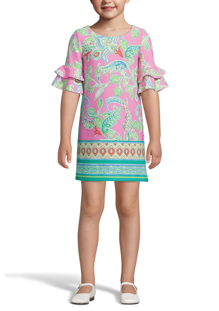 Girls 4-12 Double Ruffle Sleeve Dress