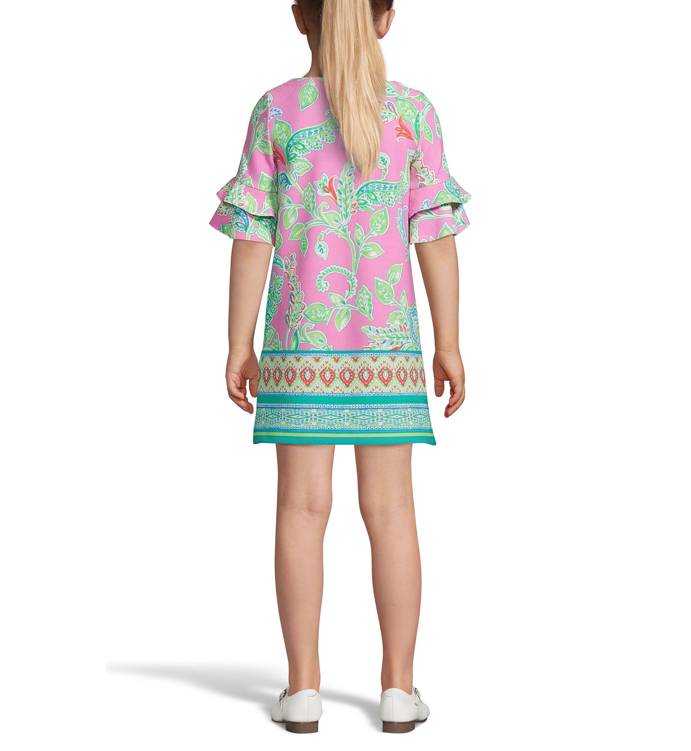 Girls 4-12 Double Ruffle Sleeve Dress