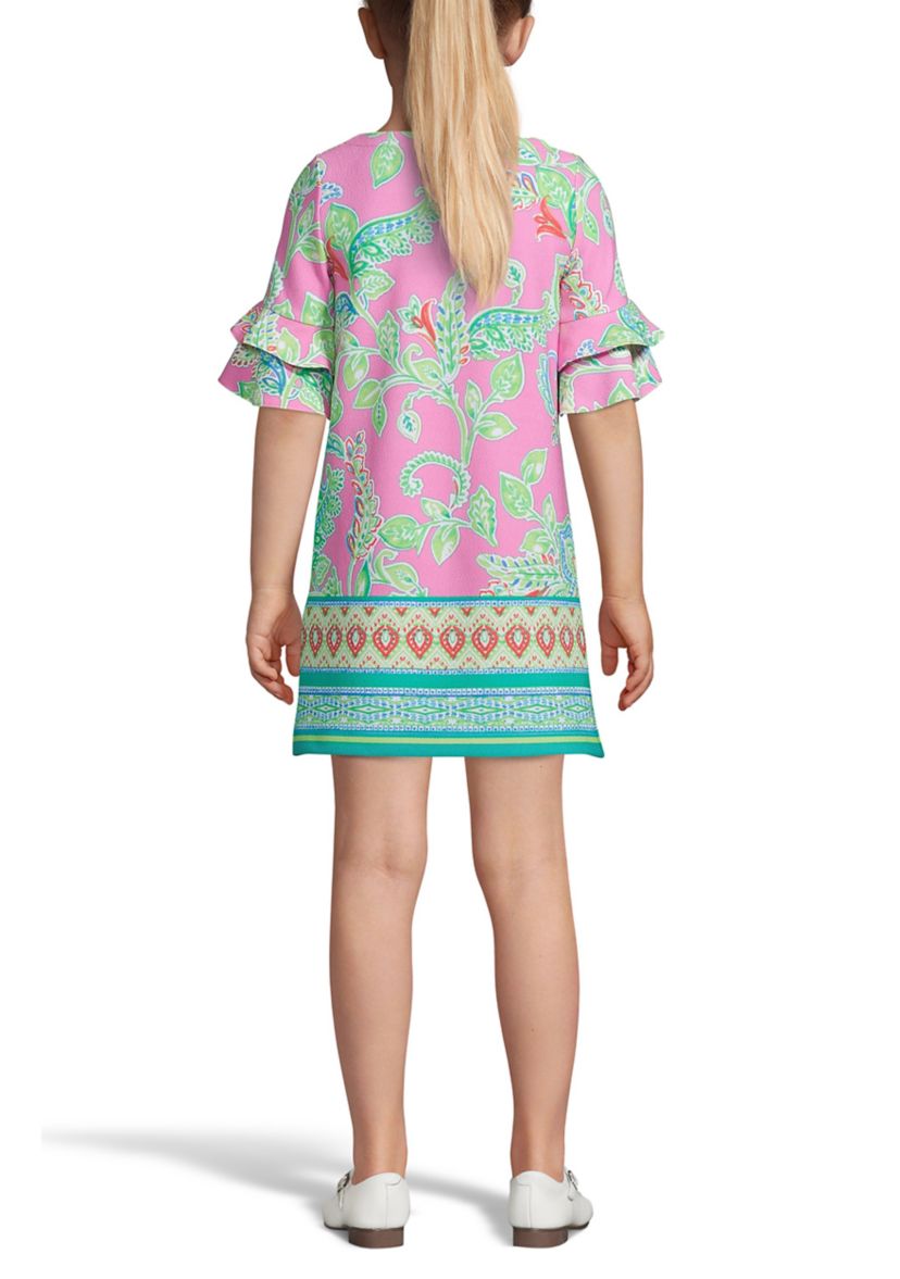 Girls 4-12 Double Ruffle Sleeve Dress