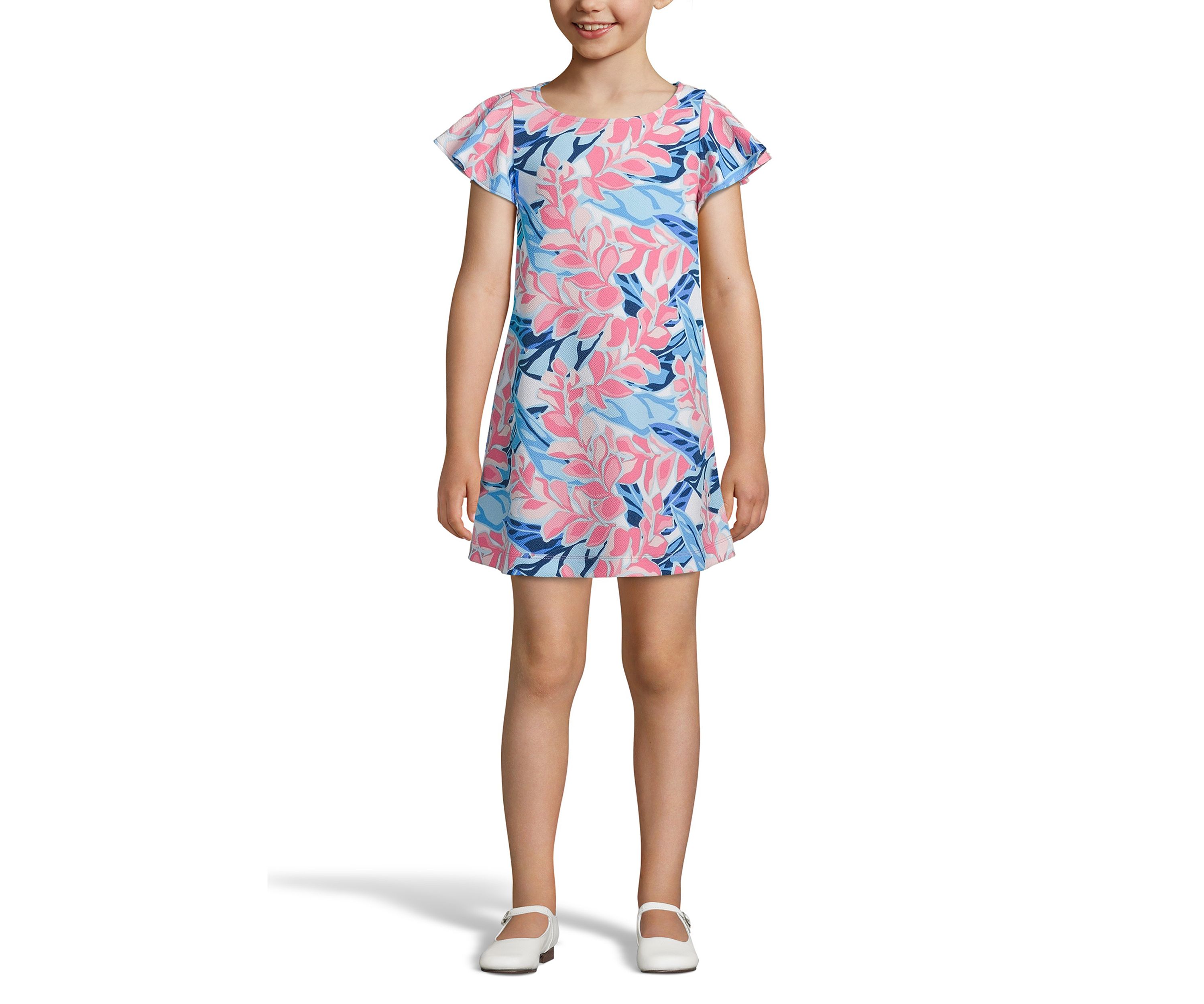 Girls 4-12 Flutter Sleeve Swing Dress