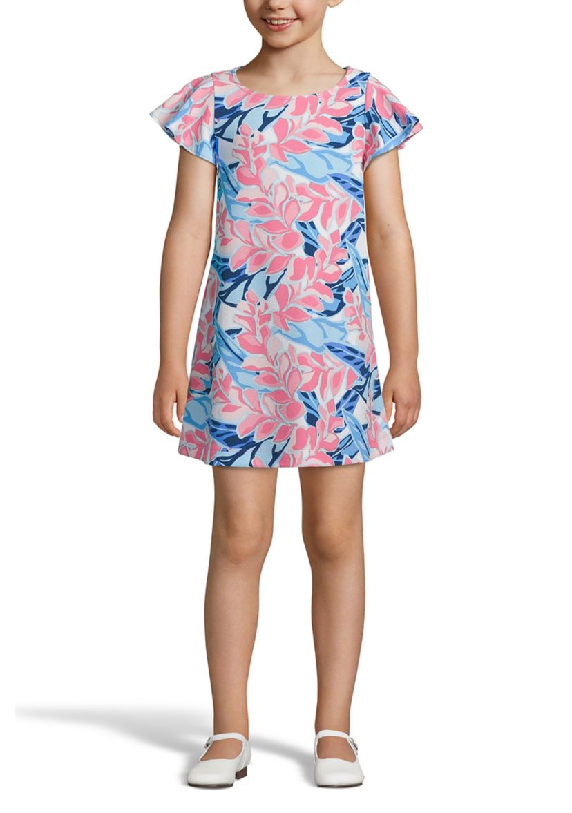 Girls 4-12 Flutter Sleeve Swing Dress
