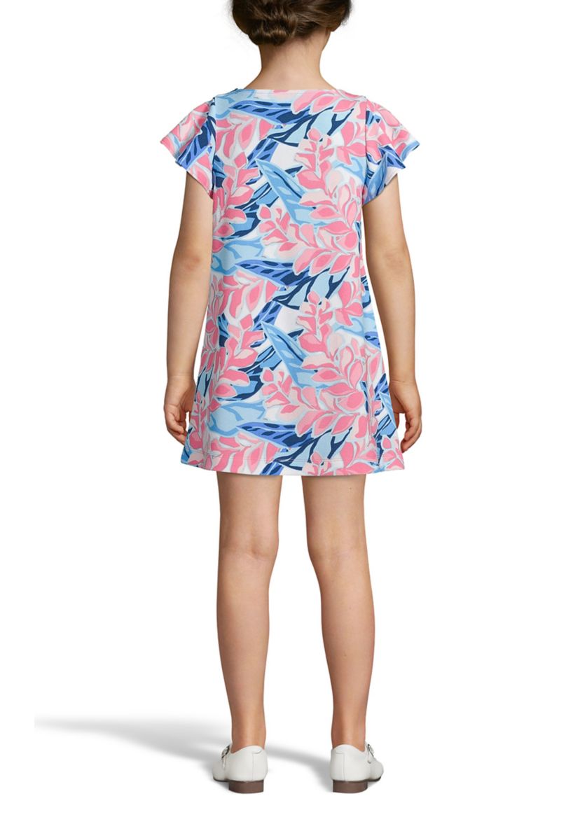 Girls 4-12 Flutter Sleeve Swing Dress
