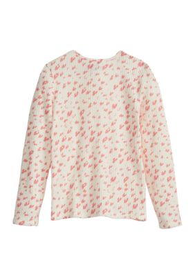 Girls 7-16 Long Sleeve Hacci Rib Top