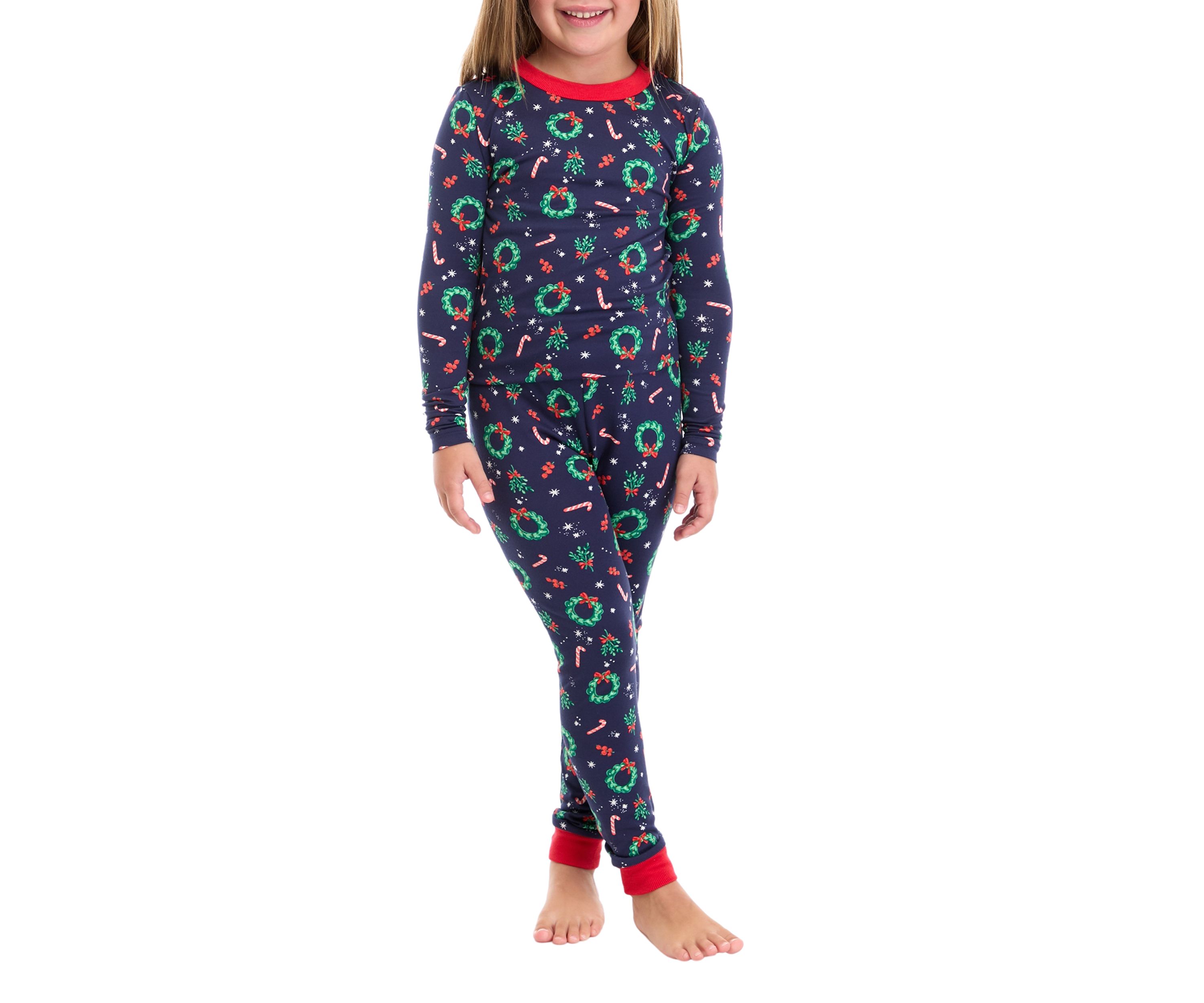 Unisex Big Kids Holiday Wreaths Pajama Set