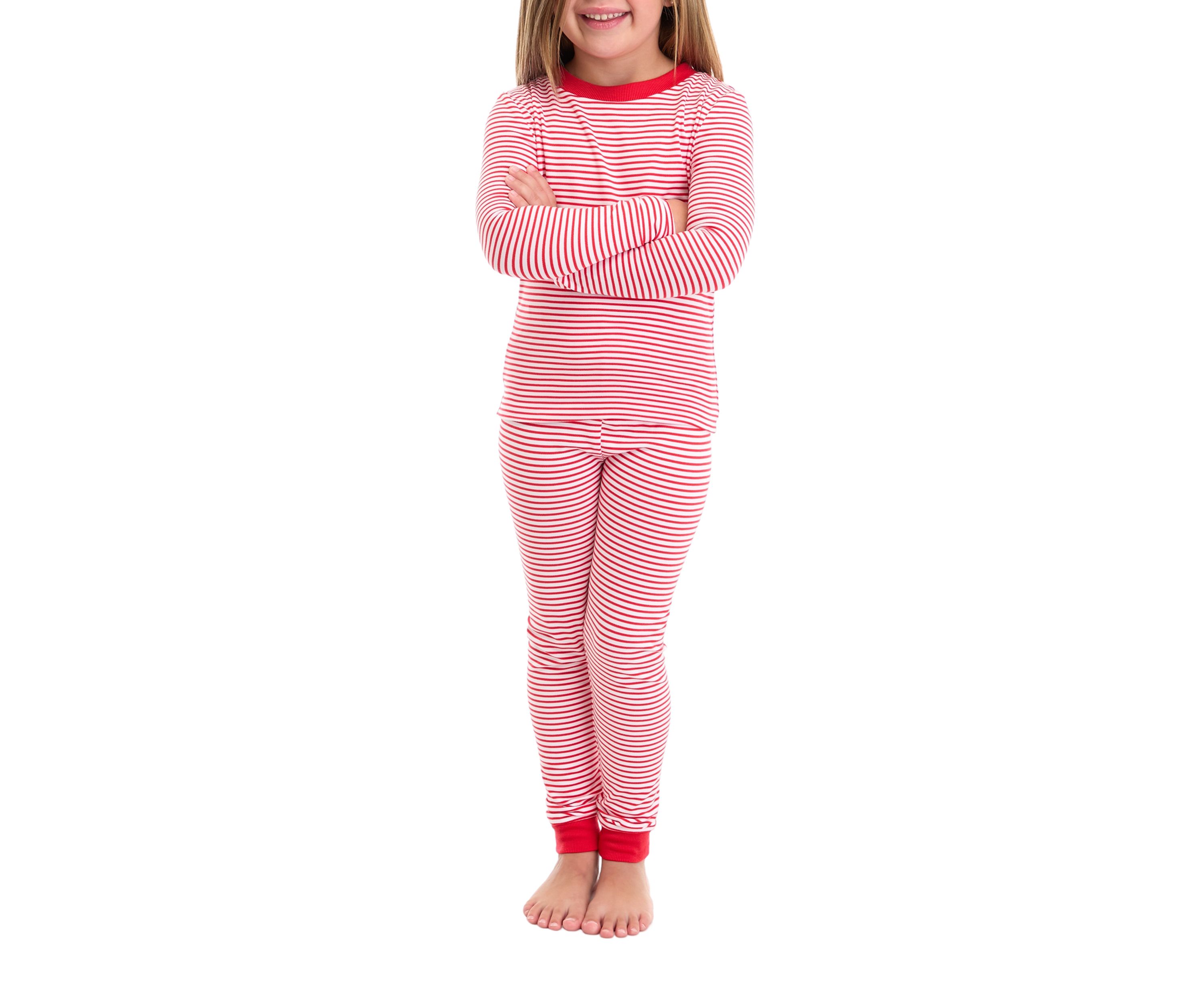 Unisex Big Kids Red Stripe Pajama Set