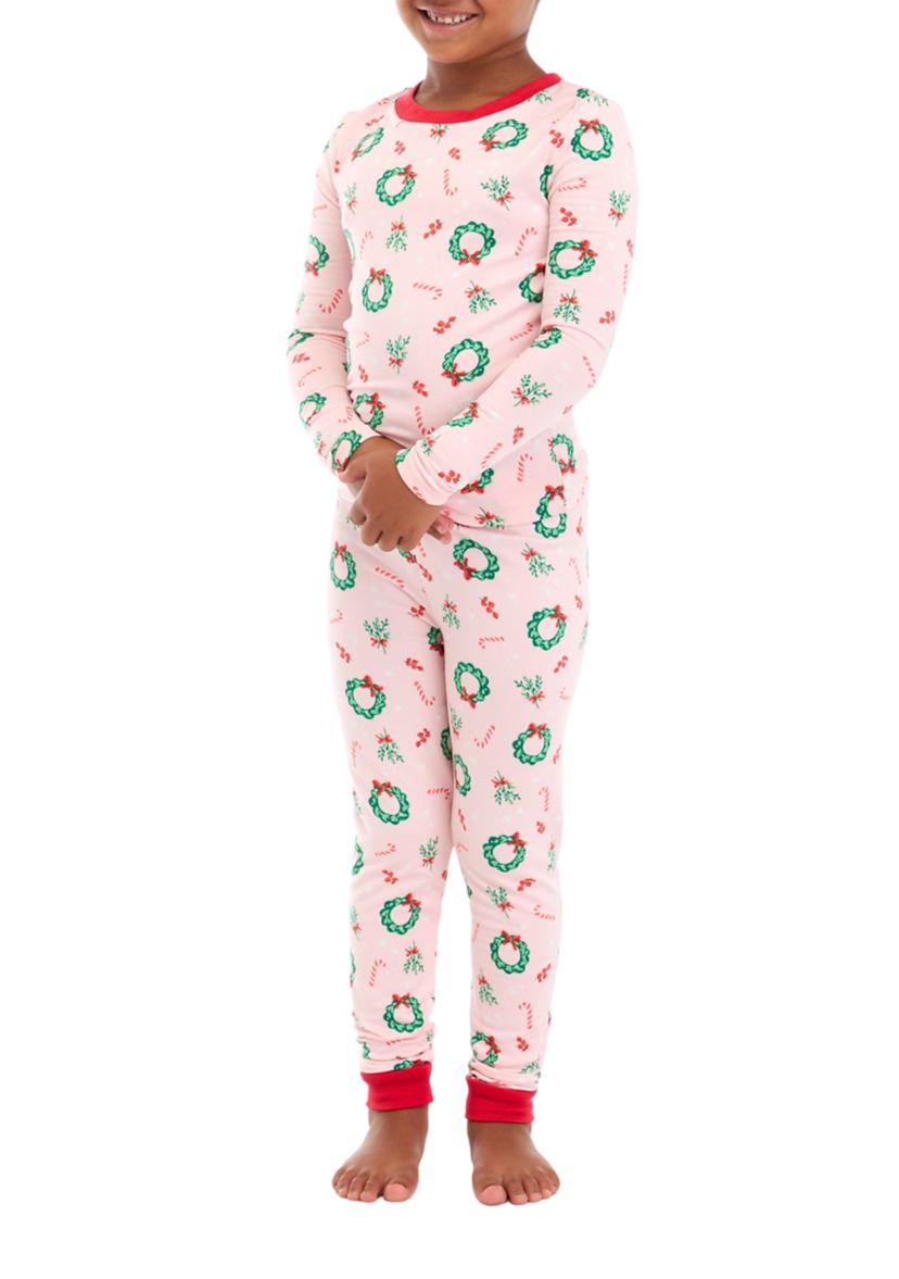 Unisex Big Kids Holiday Wreaths Pajama Set