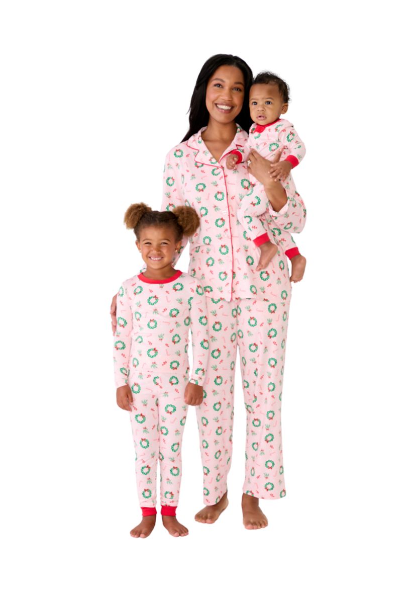 Unisex Big Kids Holiday Wreaths Pajama Set