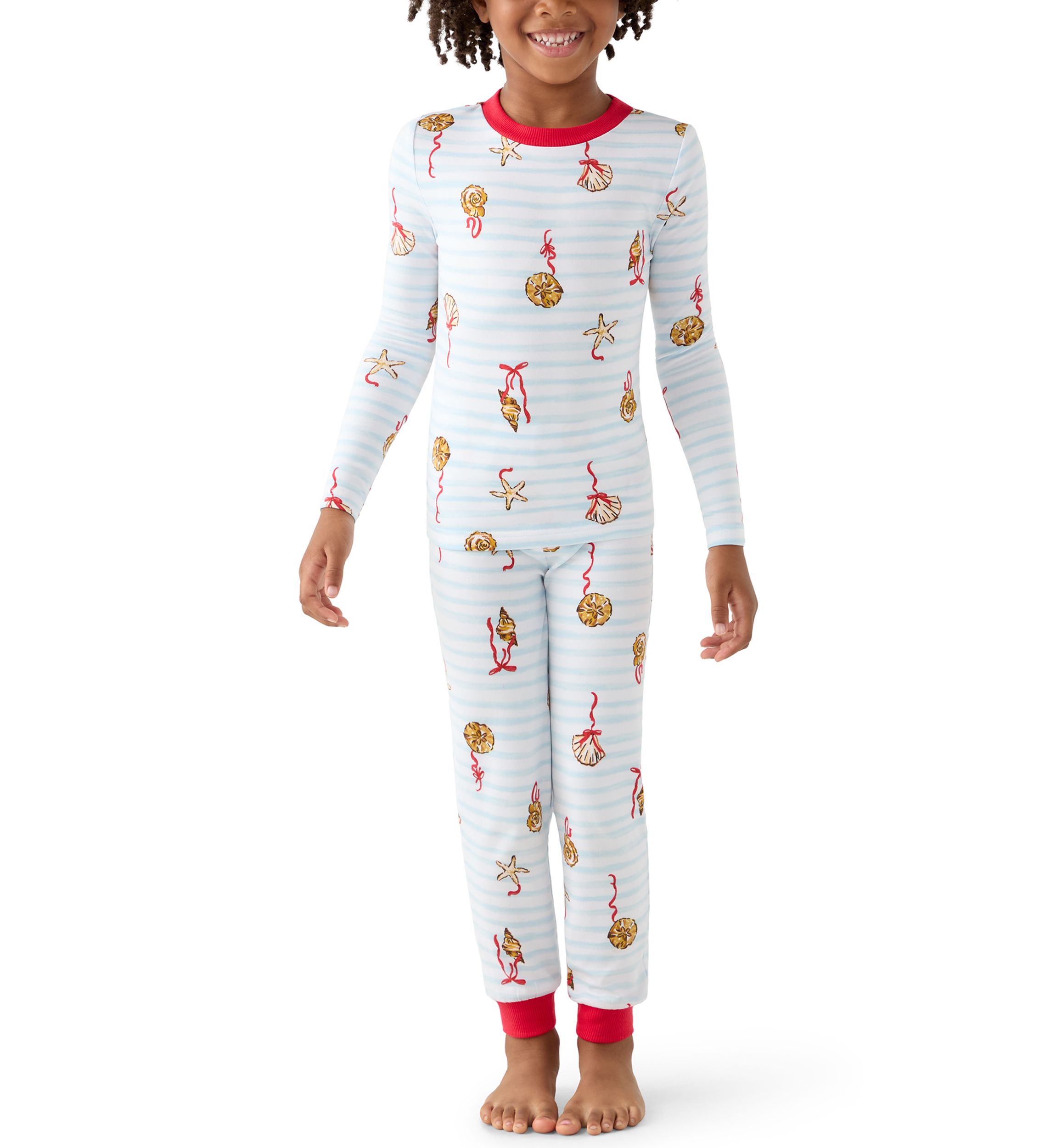 Unisex Big Kid Shell Stripe Pajama Set 