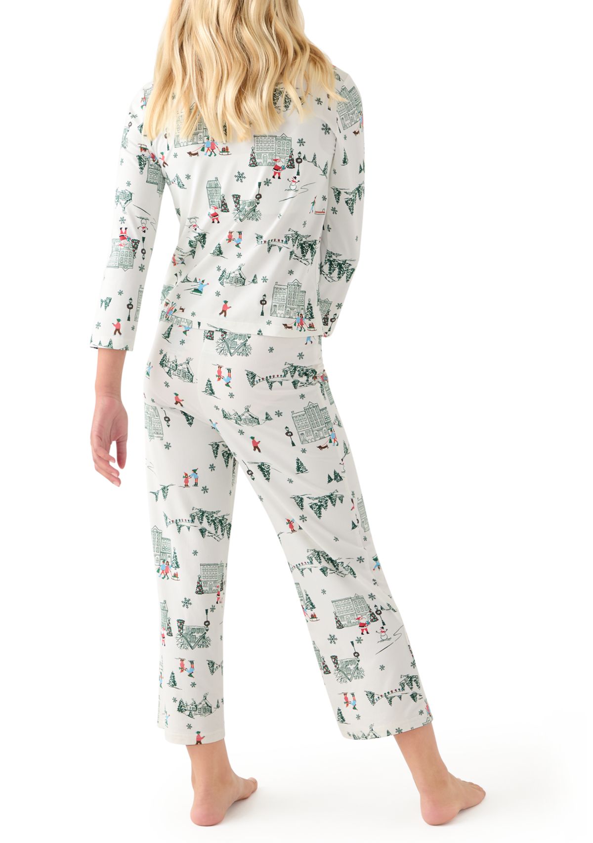 Unisex Big Kid Winter Village Notch Collar Pajama Set 