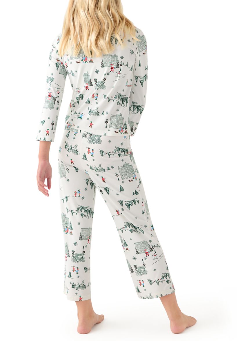 Unisex Big Kid Winter Village Notch Collar Pajama Set 