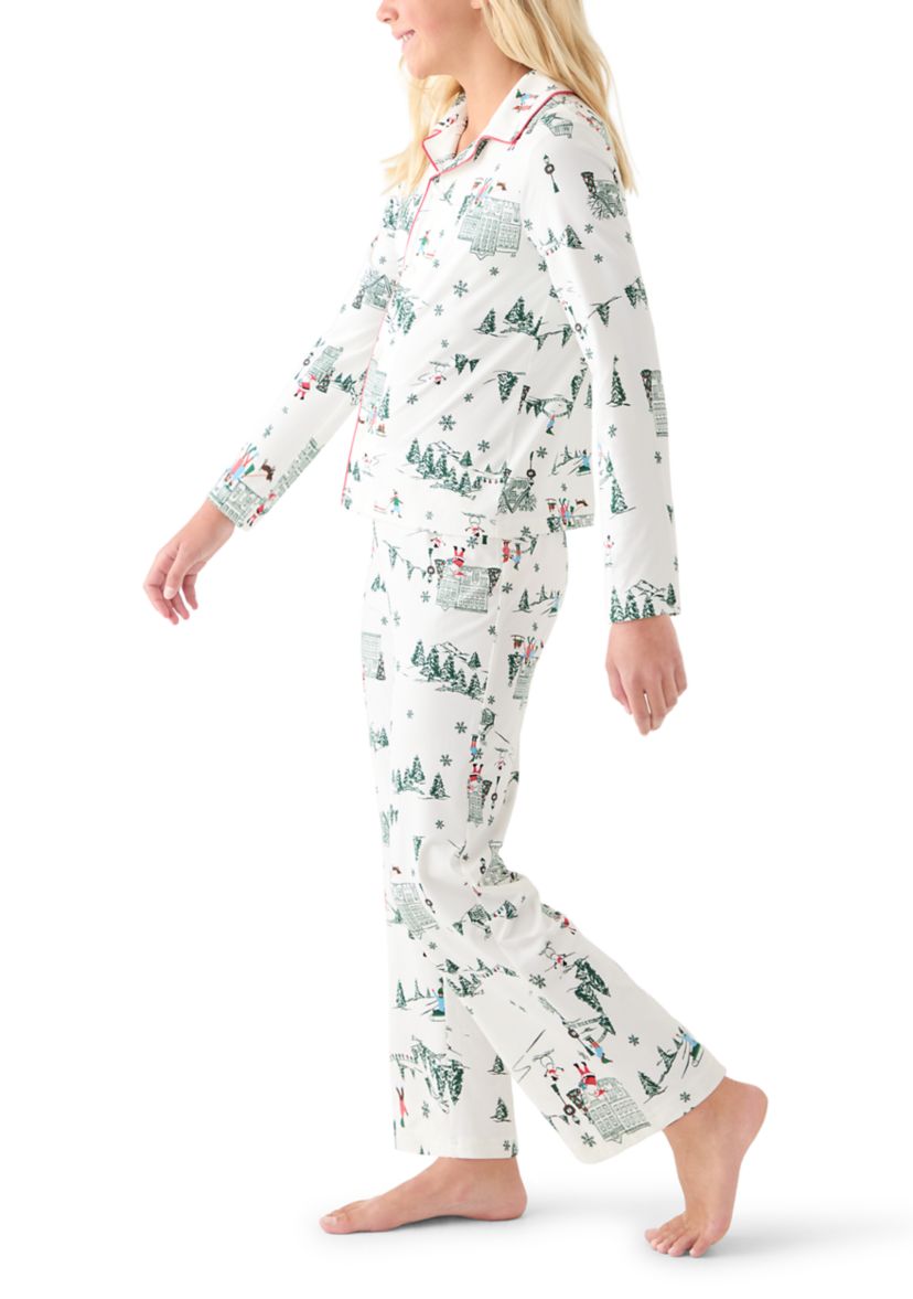Unisex Big Kid Winter Village Notch Collar Pajama Set 