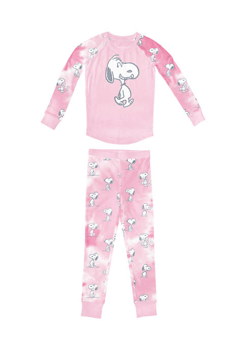 Peanuts® Girls 4-16 Tight Fit Raglan Pajama Set