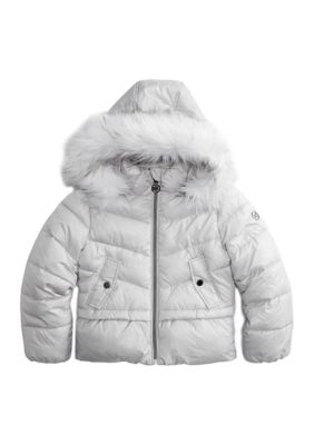MICHAEL Michael Kors Girls 4-6x Peplum Puffer Coat with Fur Hood Trim | belk
