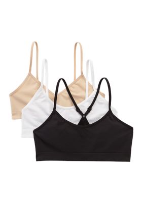 Tahari Big Girls 3-Pack Printed and Solid Color Seamless Bras with Logo  Band