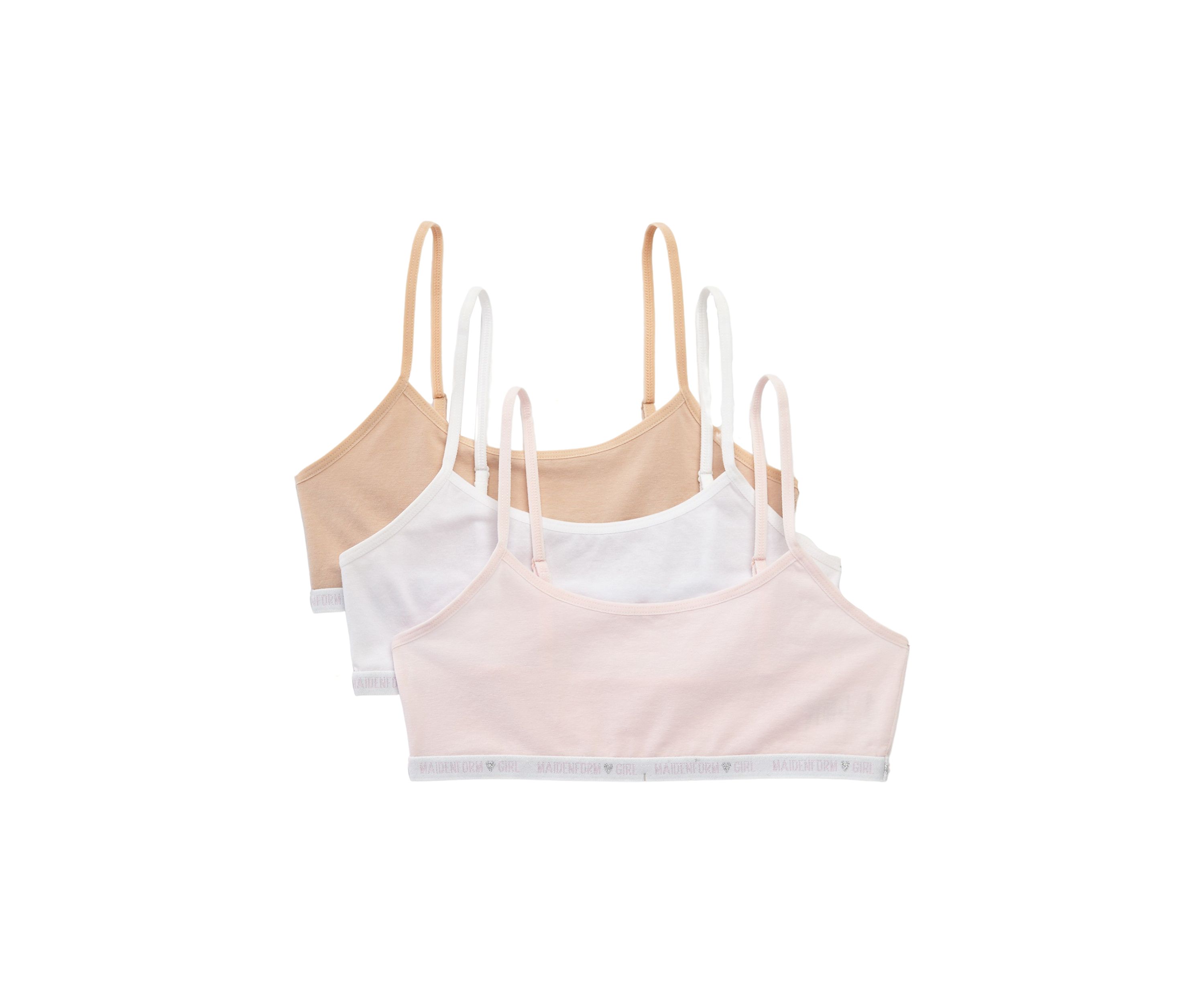 Girls Cotton Logo Bralettes - 3 Pack