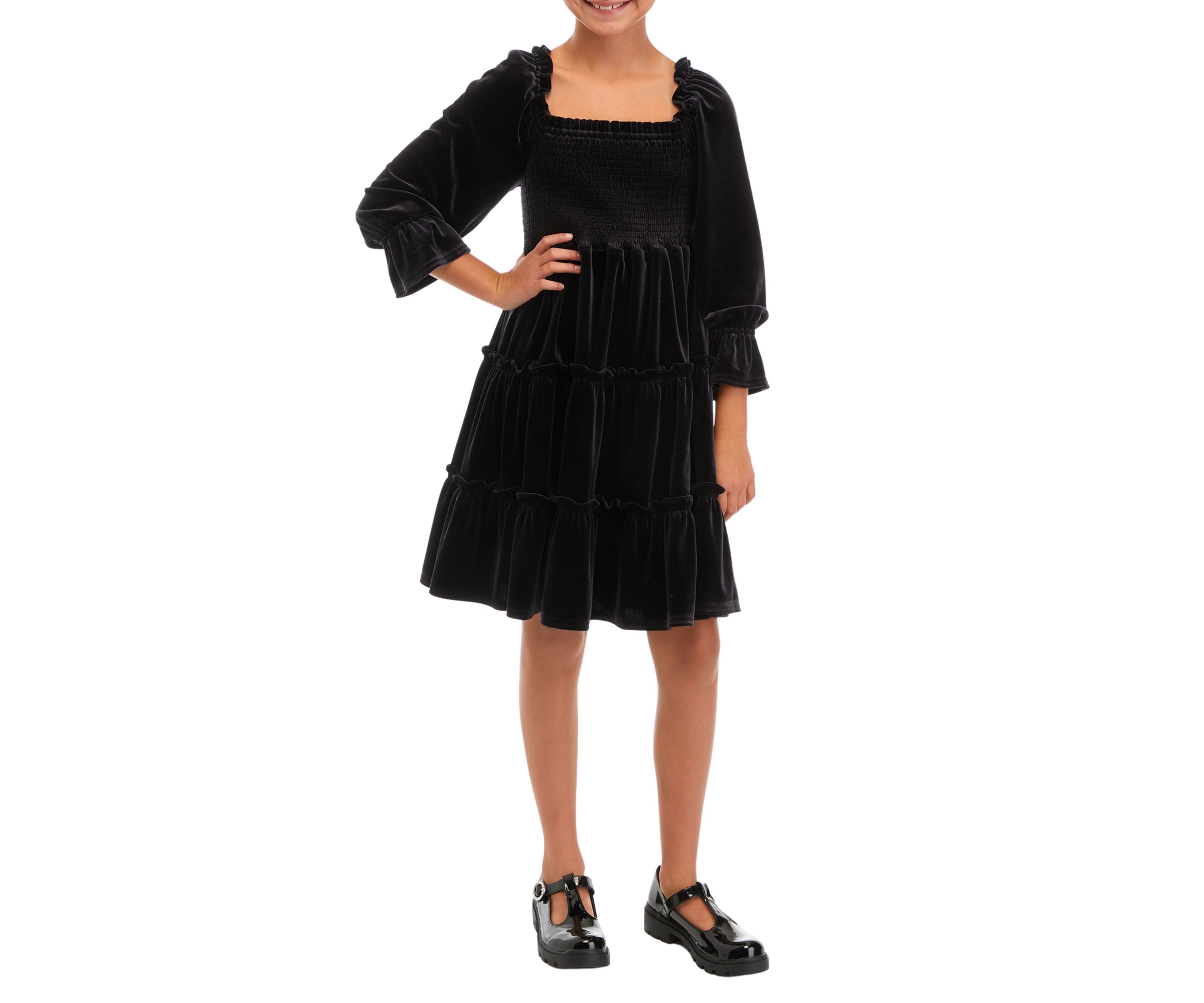 Girls 7-16 Long Sleeve Smocked Dress