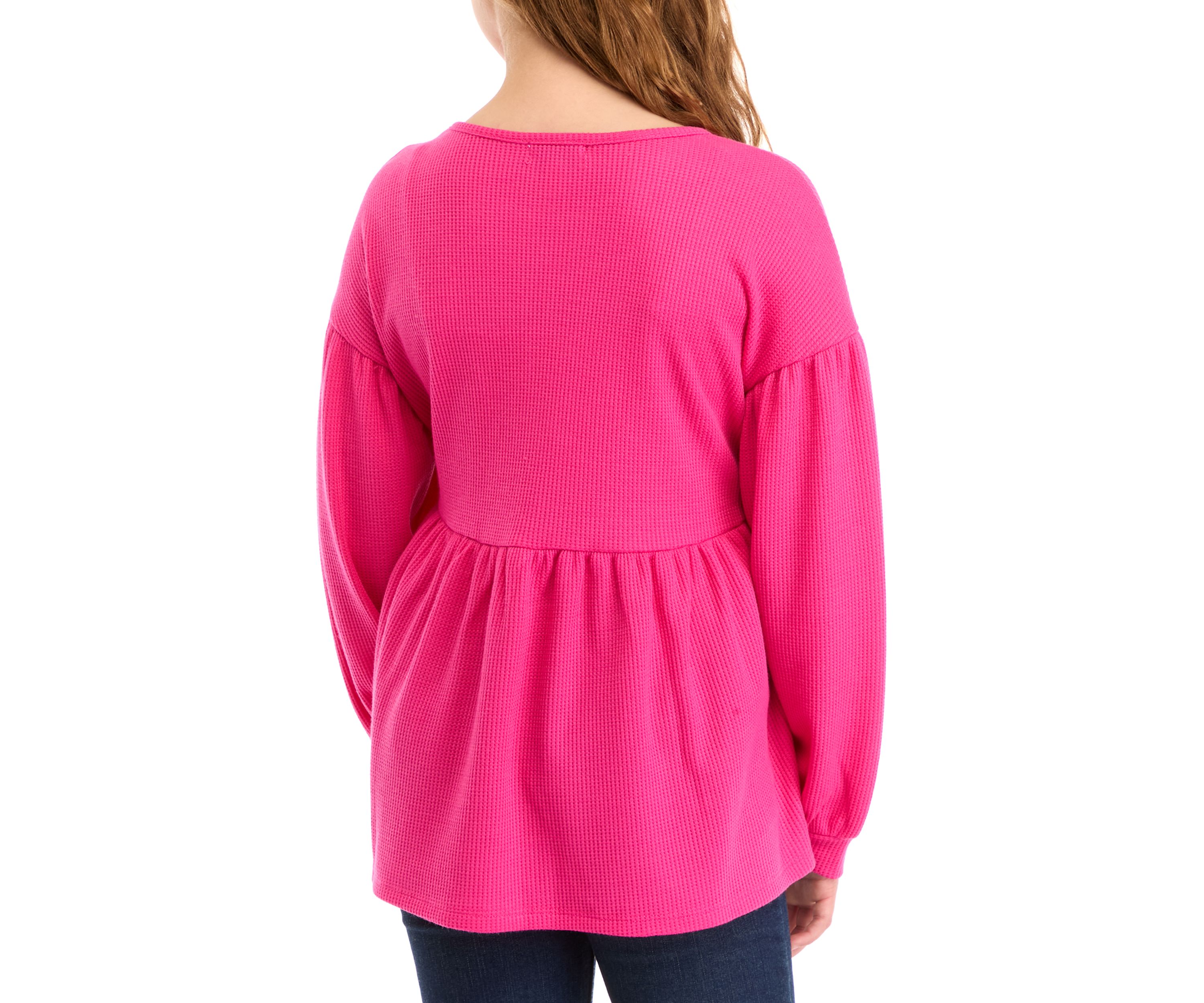Girls 7-16 Long Sleeve Waffle Knit Top