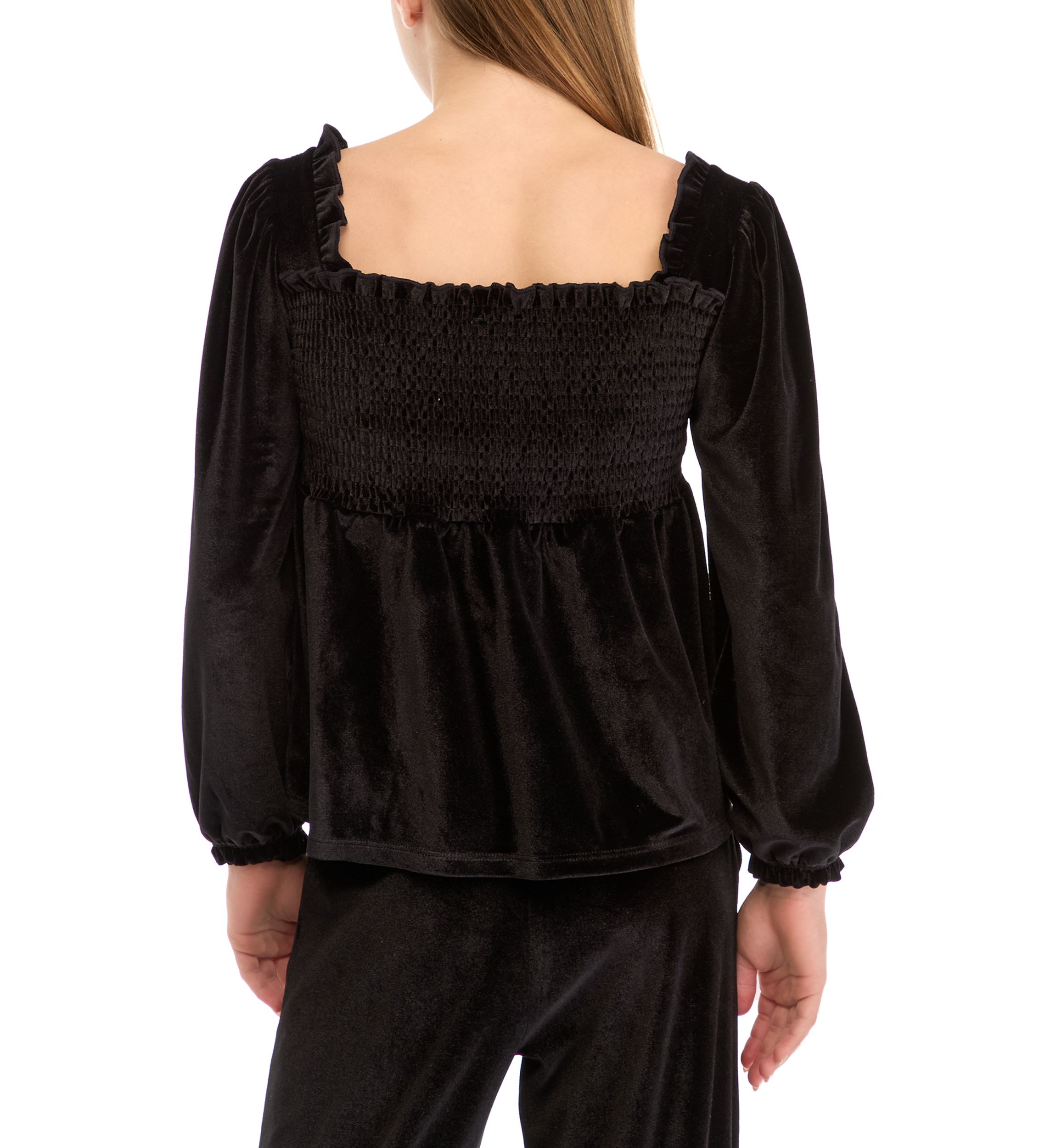 Girls 7-16 Velvet Smocked Top