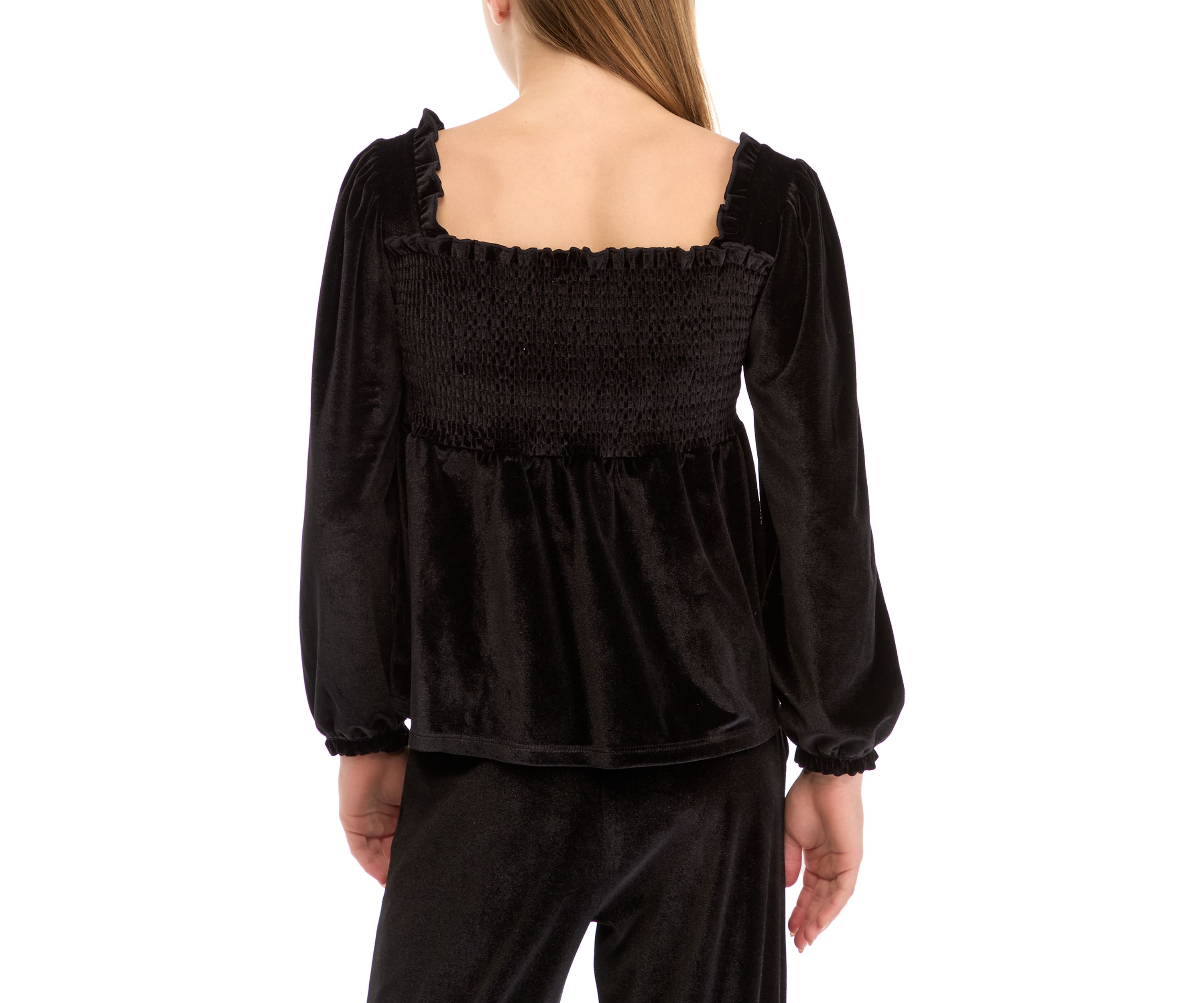 Girls 7-16 Velvet Smocked Top