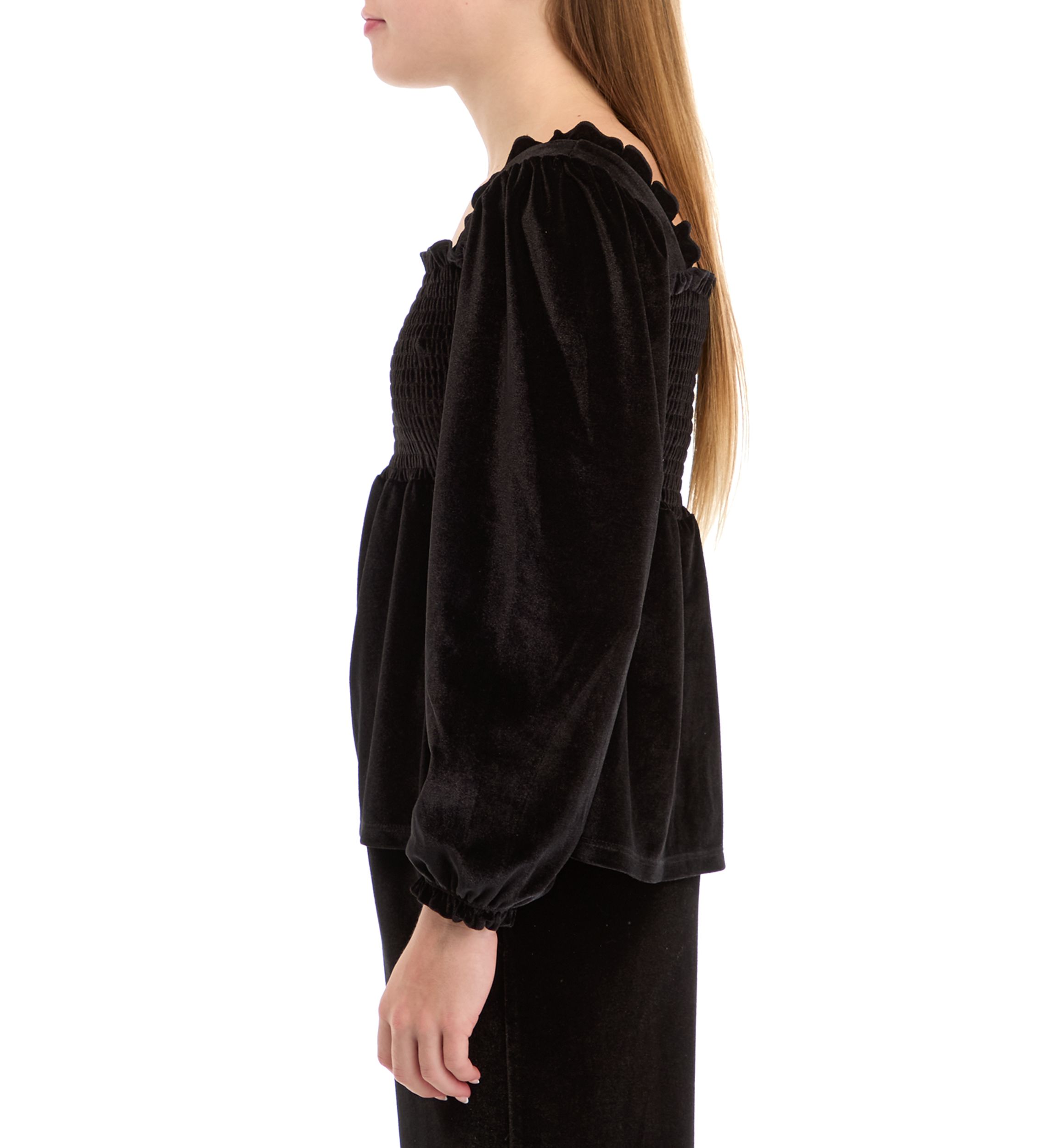 Girls 7-16 Velvet Smocked Top