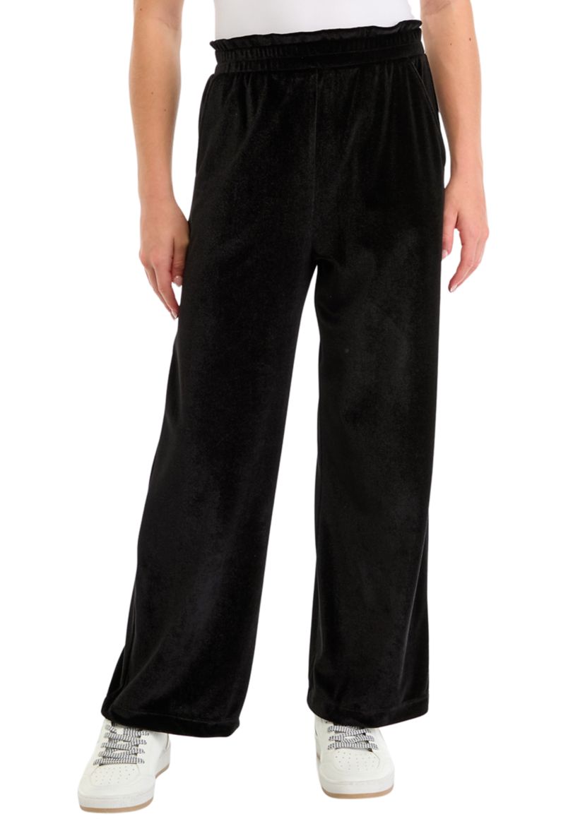 Girls 7-16 Velvet Bow Wide Leg Pants