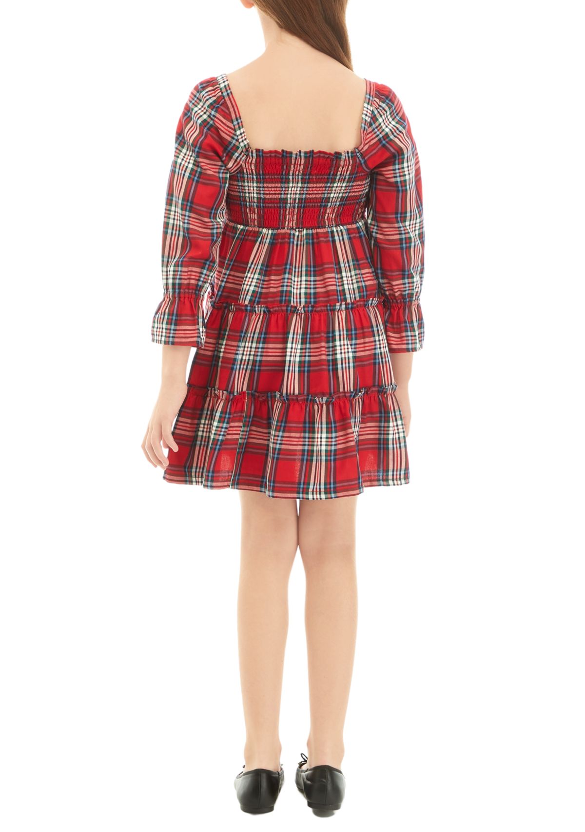 Girls 7-16 Smocked Plaid Dress