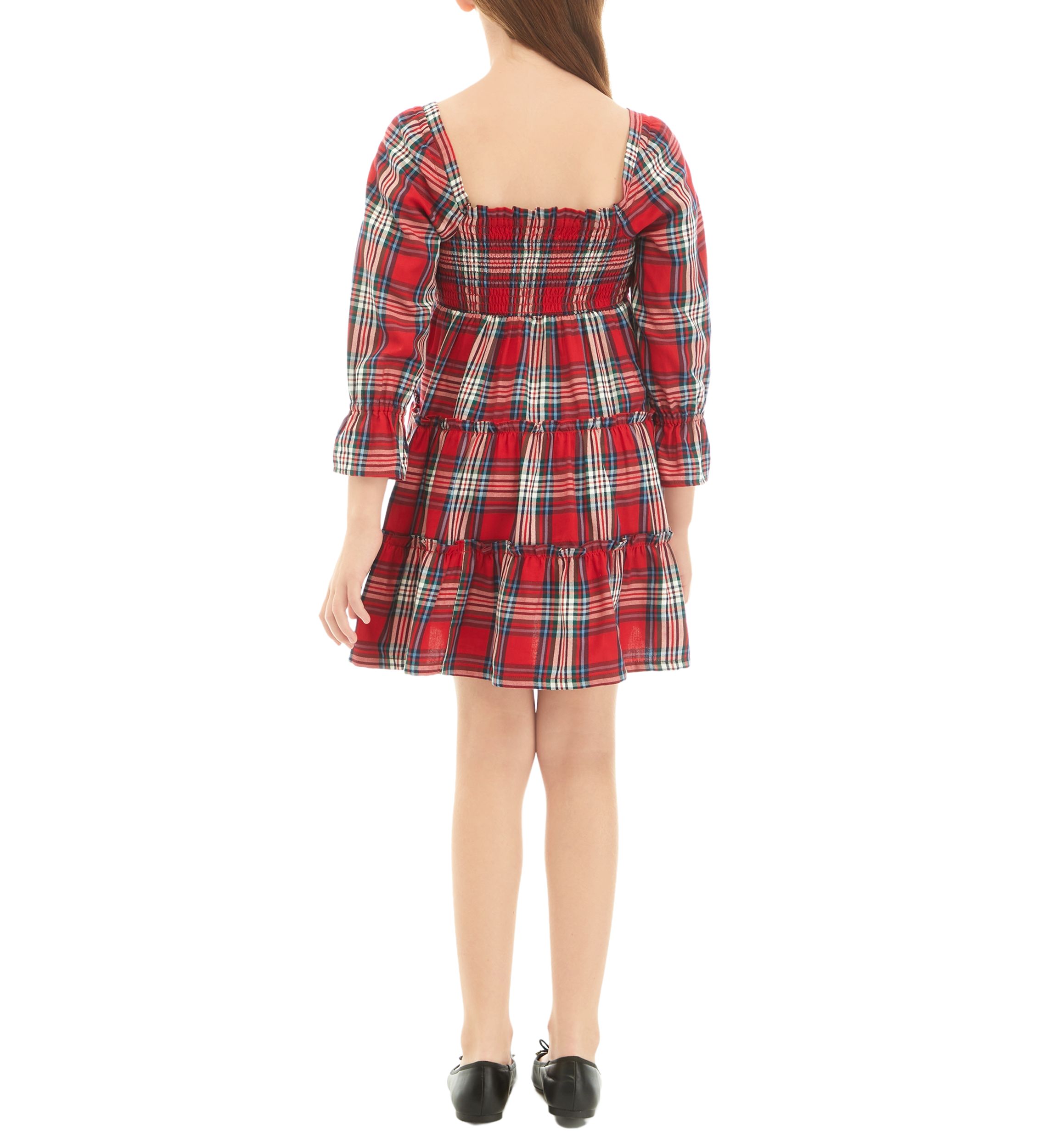 Girls 7-16 Smocked Plaid Dress