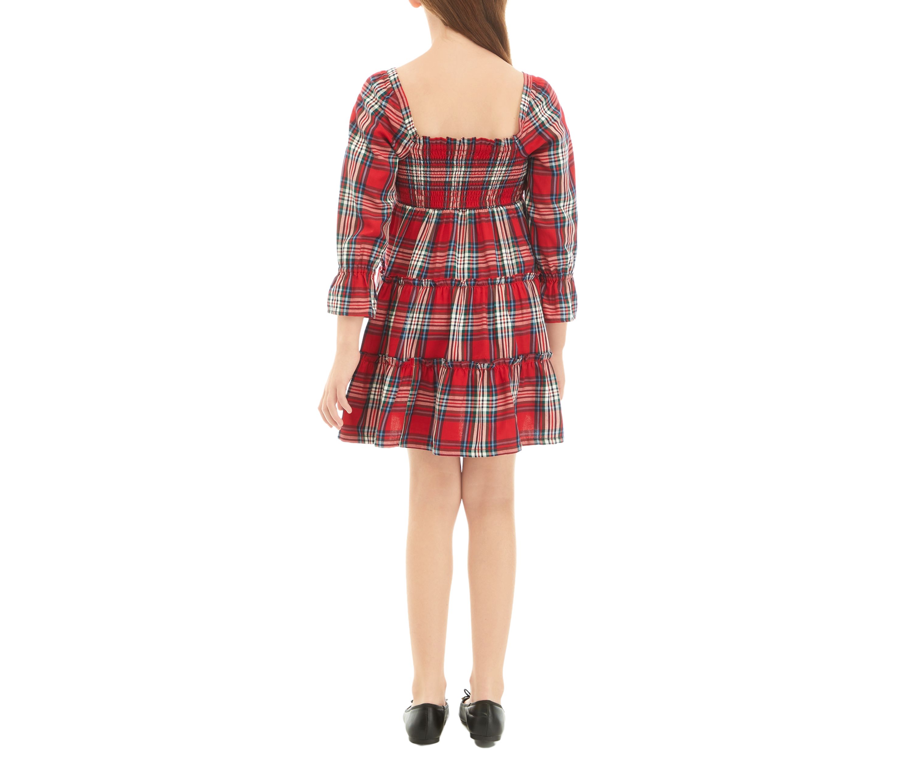 Girls 7-16 Smocked Plaid Dress