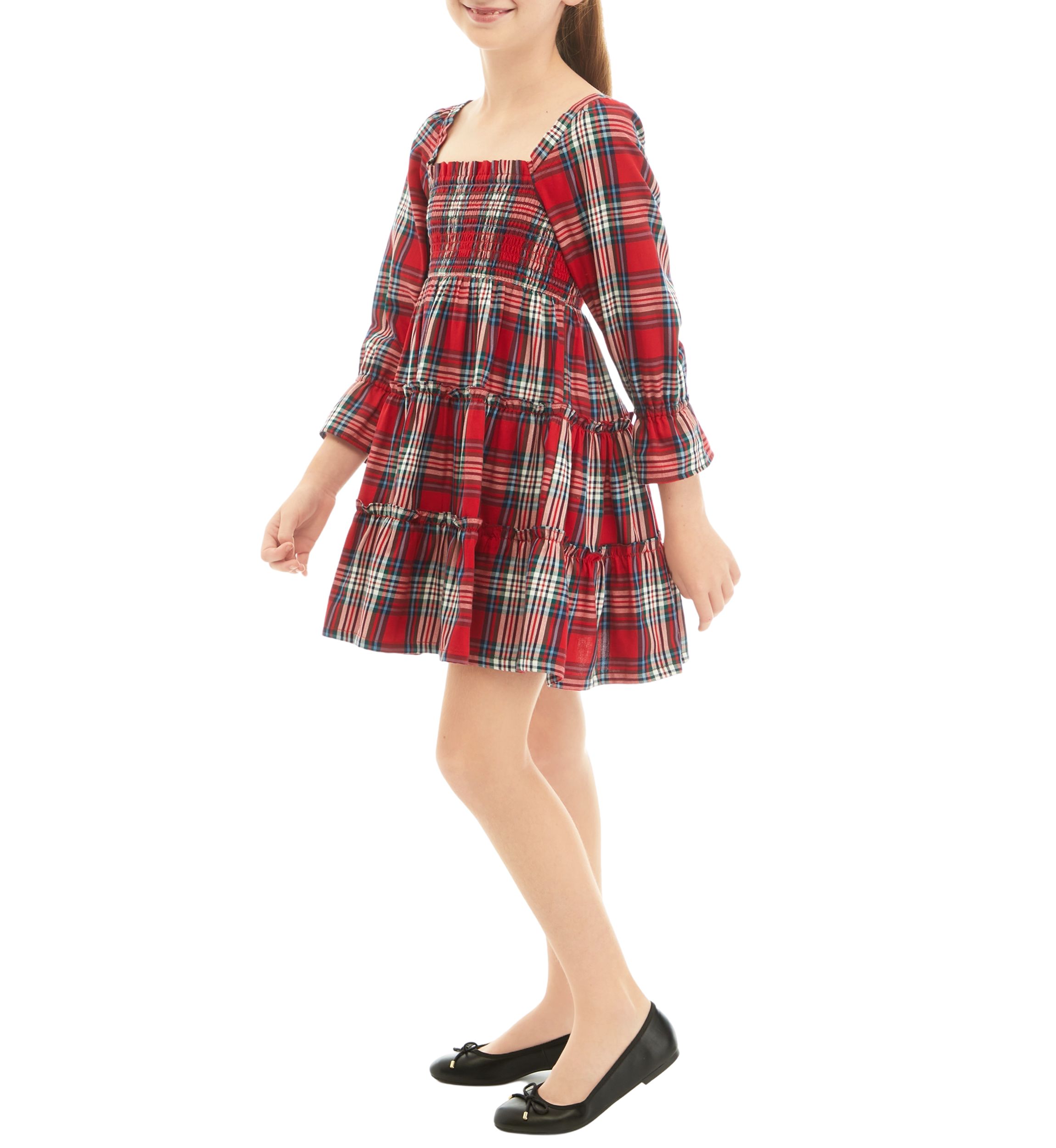 Girls 7-16 Smocked Plaid Dress
