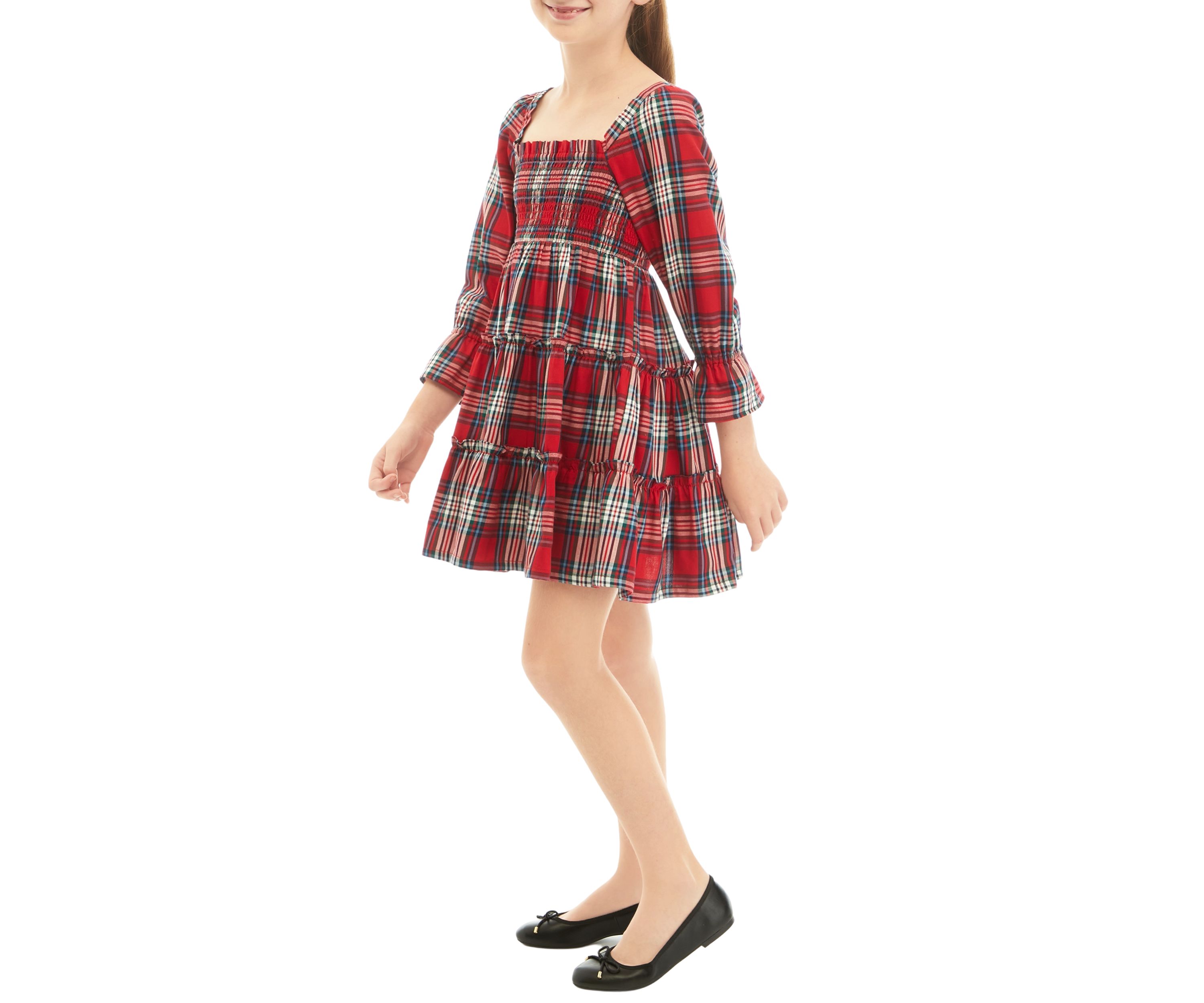 Girls 7-16 Smocked Plaid Dress