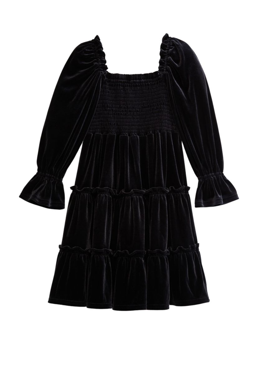 Girls 4-6x Smocked Velvet Dress