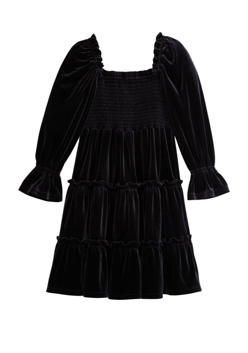 Girls 4-6x Smocked Velvet Dress
