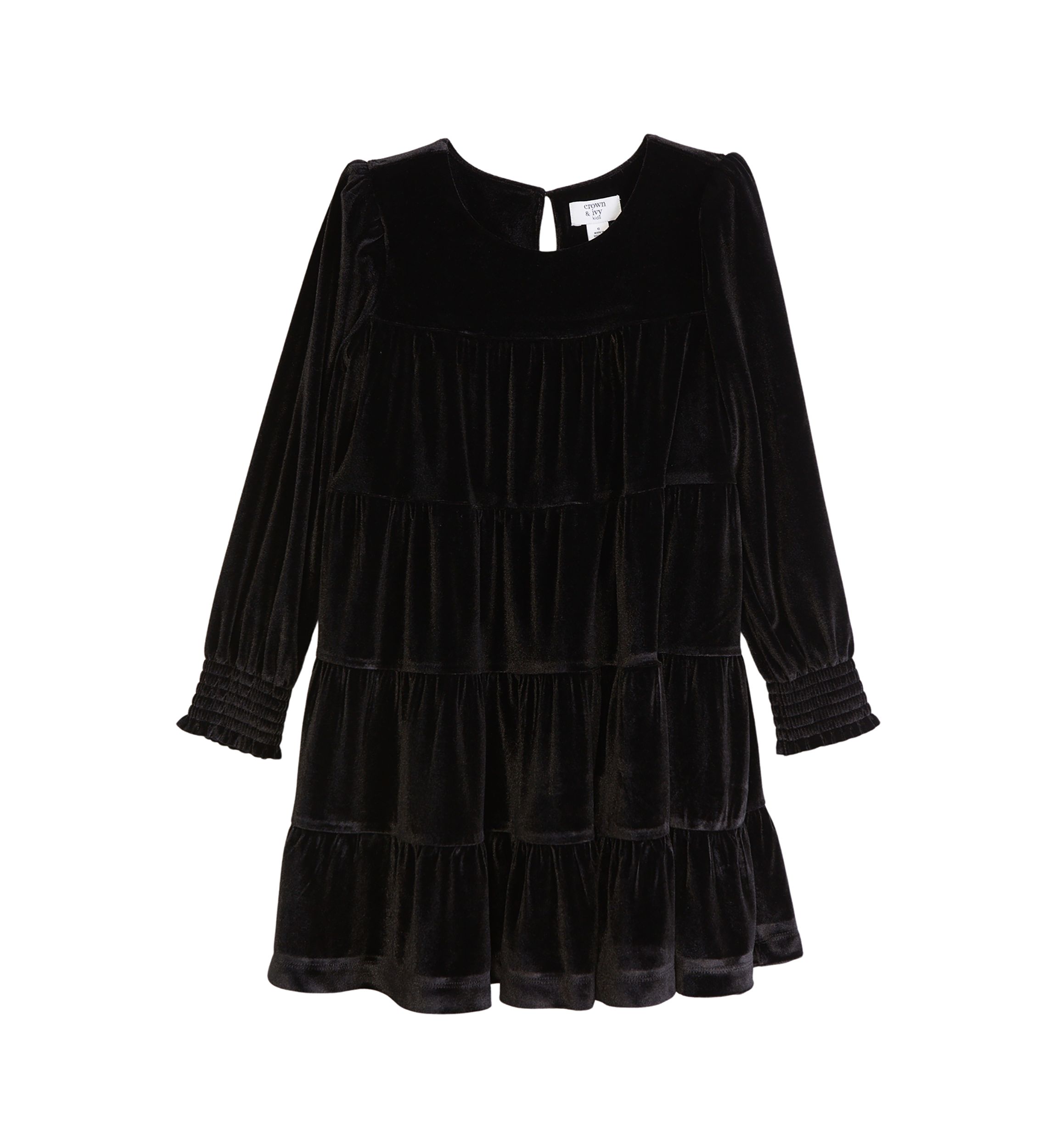 Girls 4-6x Tiered Velvet Dress