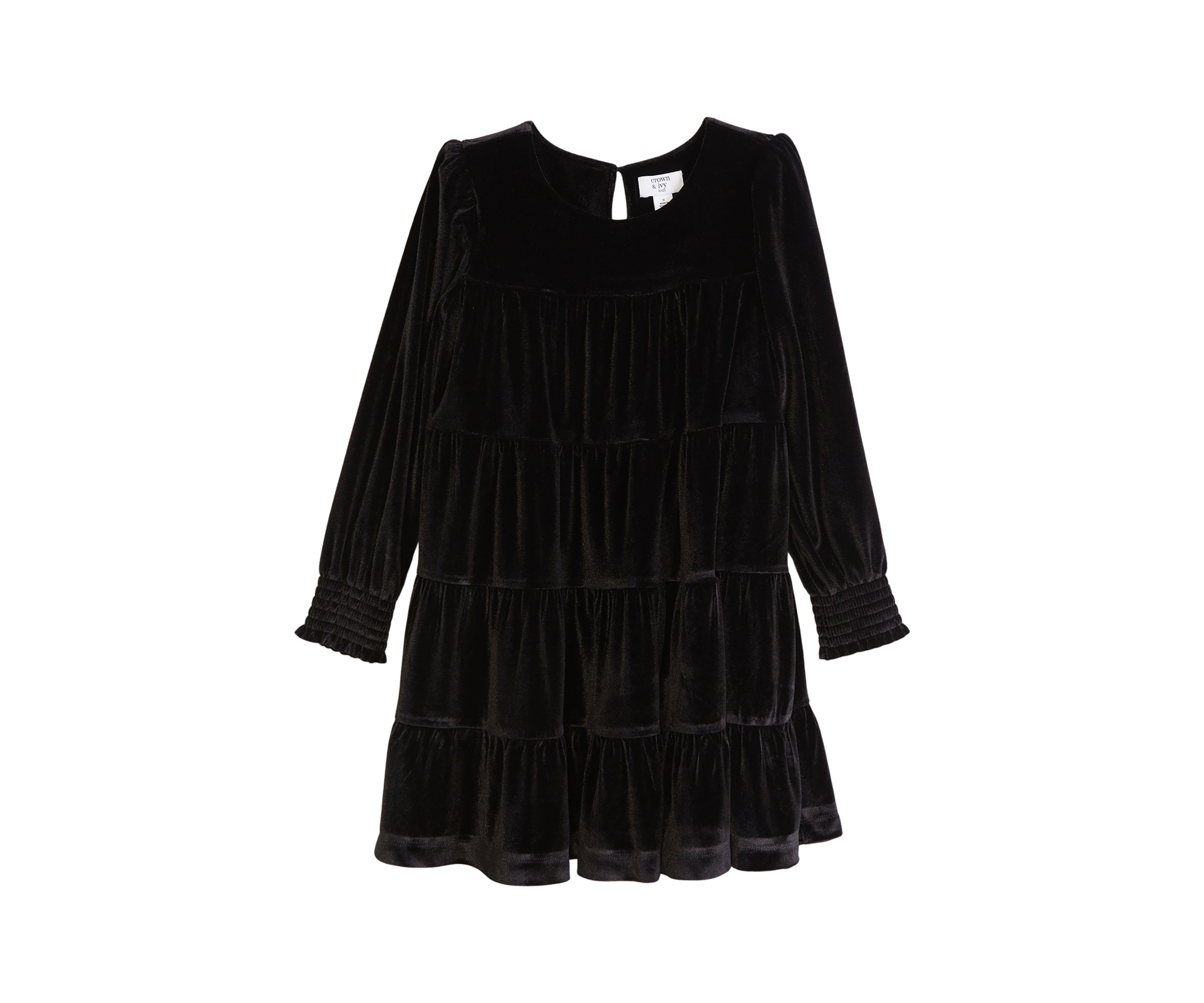 Girls 4-6x Tiered Velvet Dress