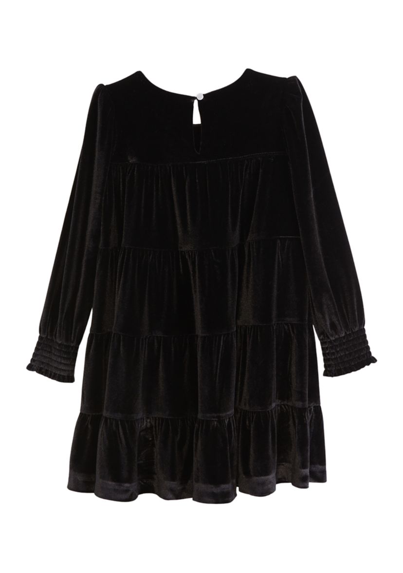 Girls 4-6x Tiered Velvet Dress