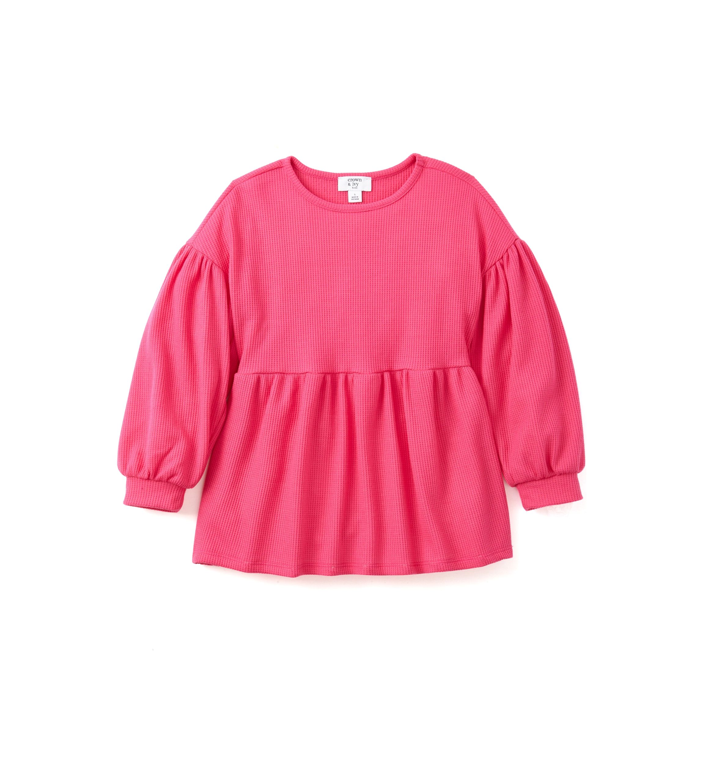 Girls 4-6x Long Sleeve Waffle Knit Top