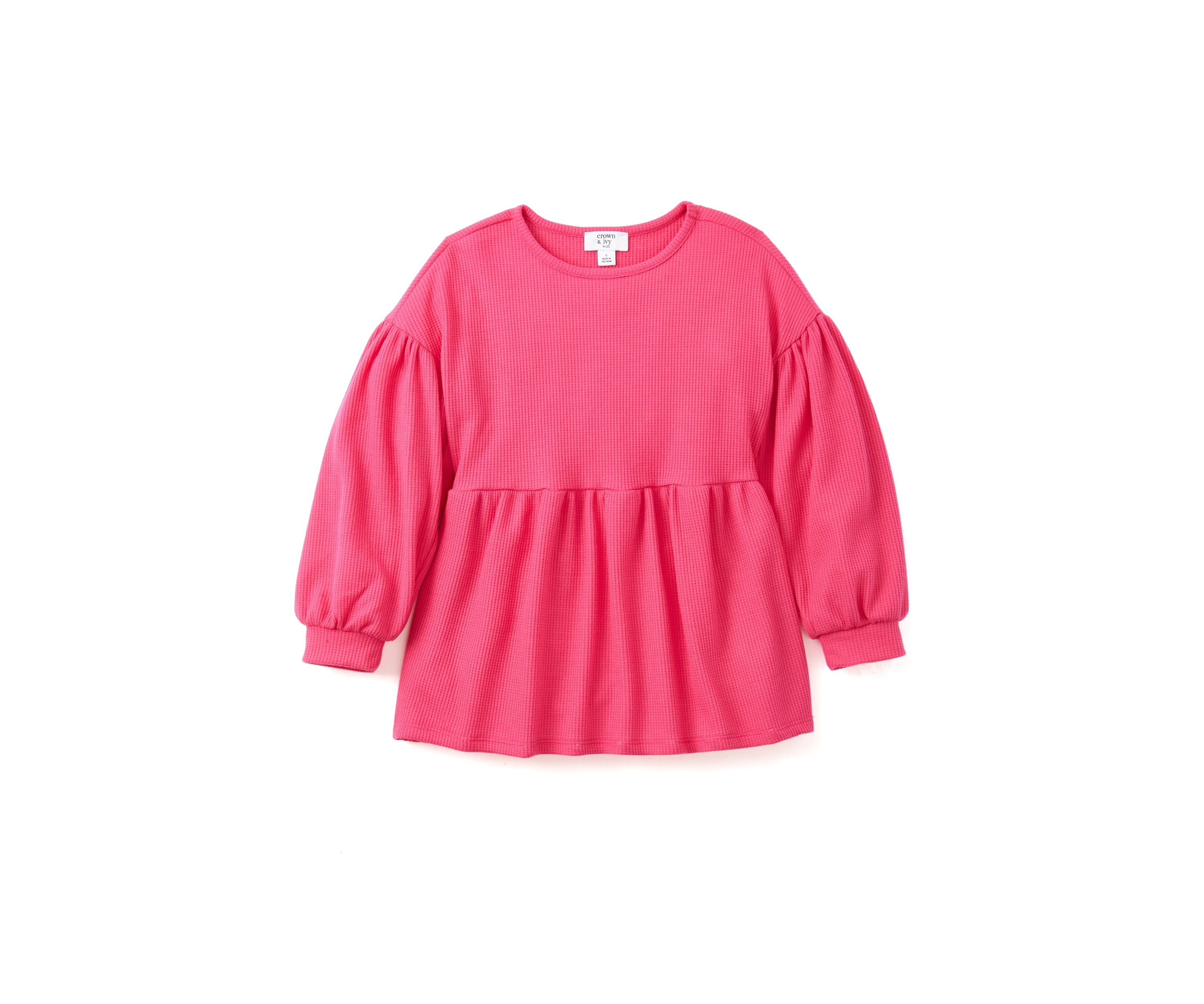 Girls 4-6x Long Sleeve Waffle Knit Top