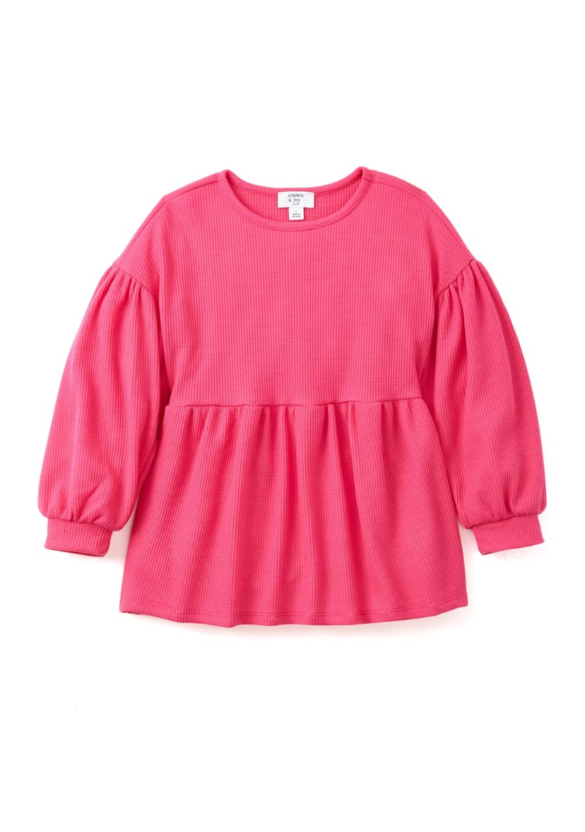 Girls 4-6x Long Sleeve Waffle Knit Top