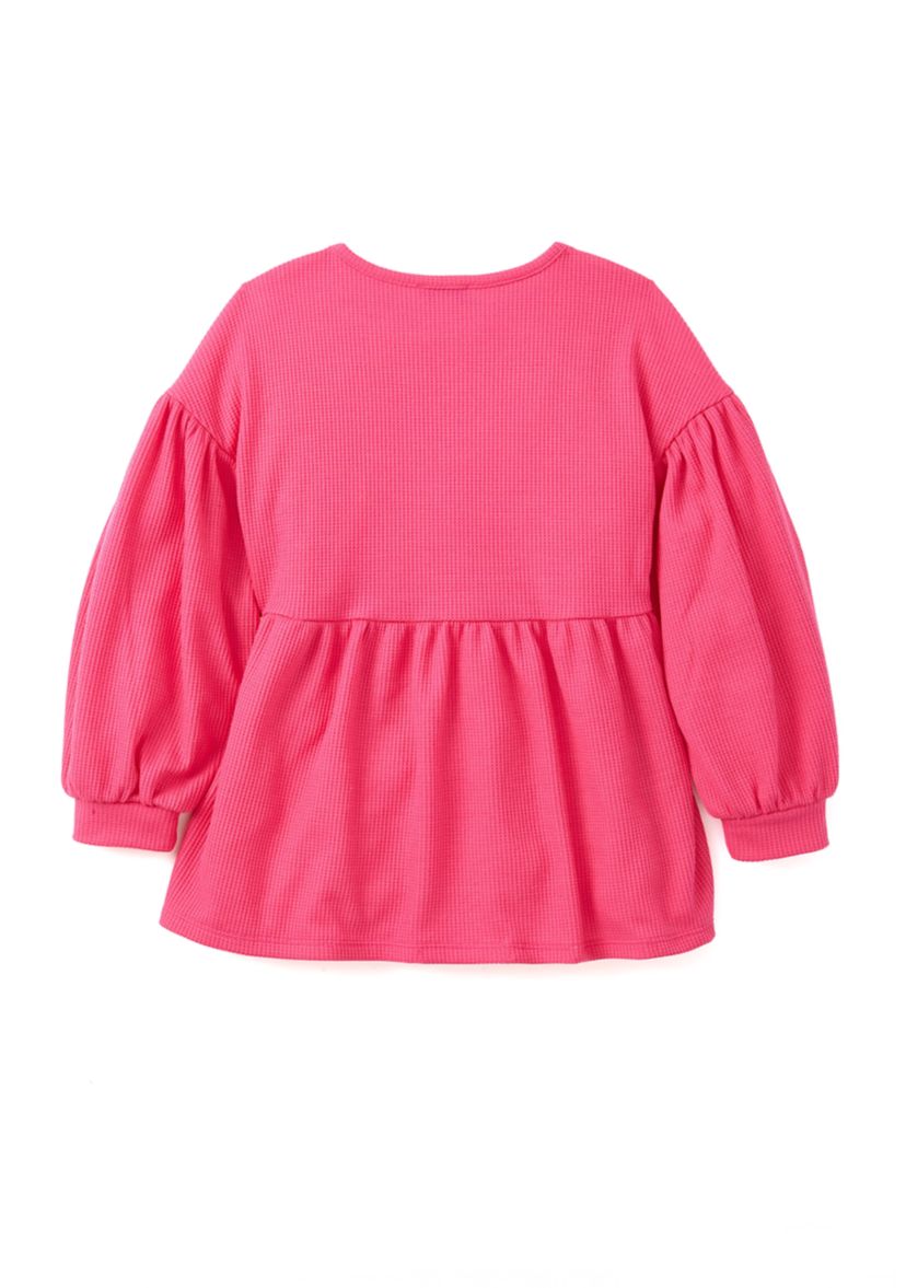 Girls 4-6x Long Sleeve Waffle Knit Top
