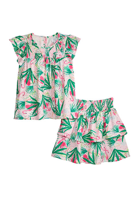 Crown & Ivy™ Girls 7-16 Flutter Sleeve Tropical