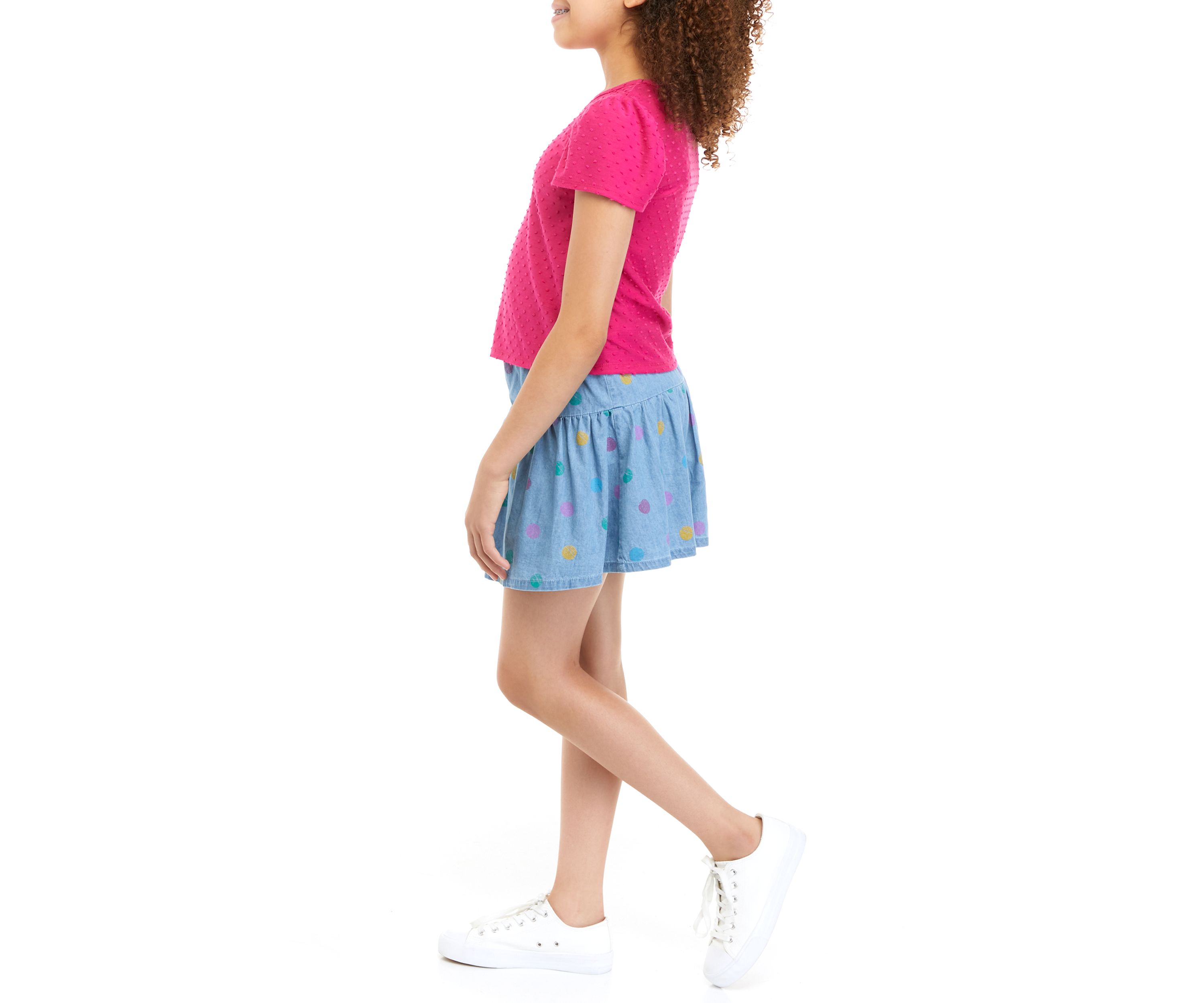 Girls 7-16 Solid T-Shirt and Skirt Set 
