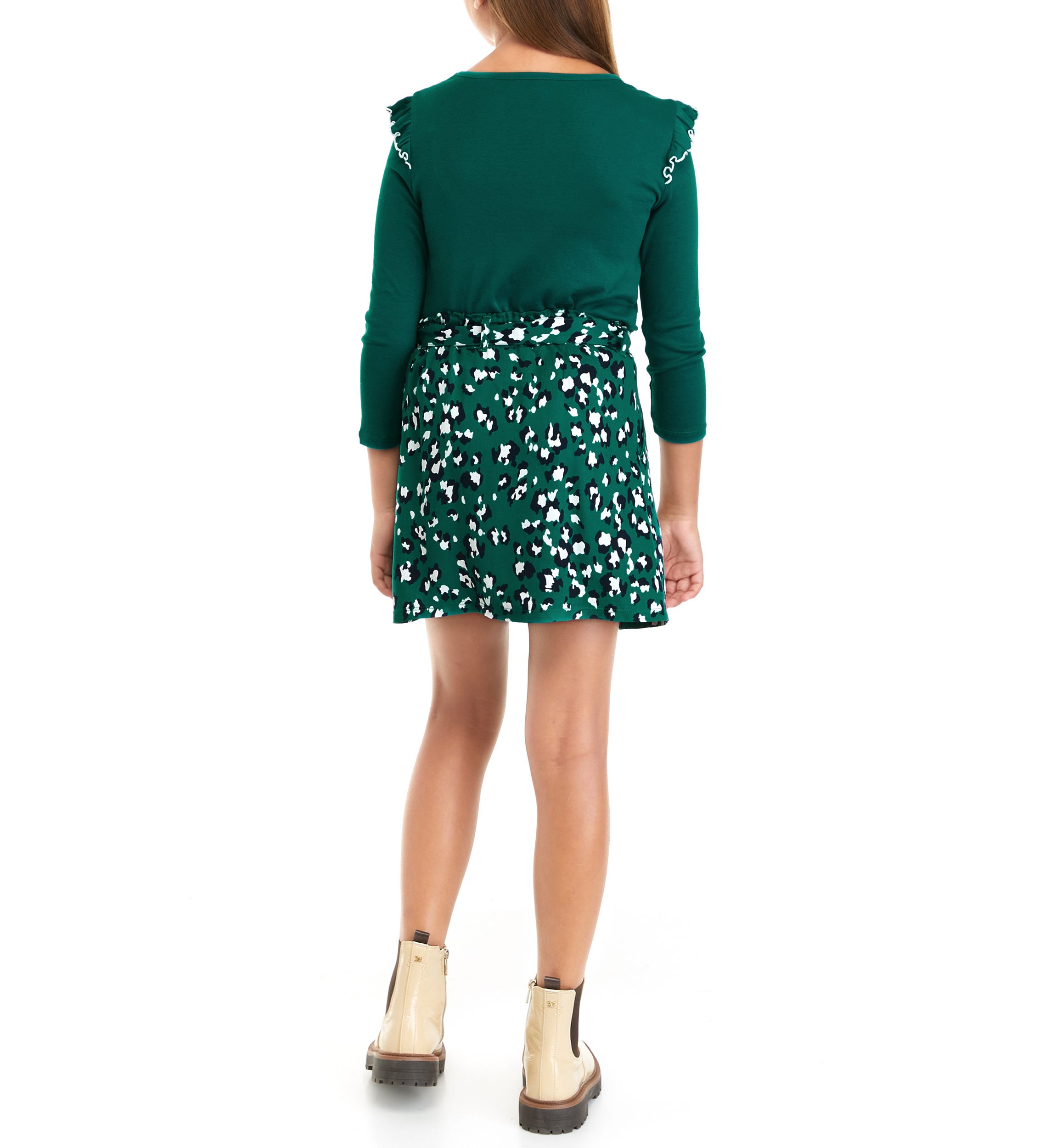 Girls 7-16 Long Sleeve Solid T-Shirt and Printed Skirt Set