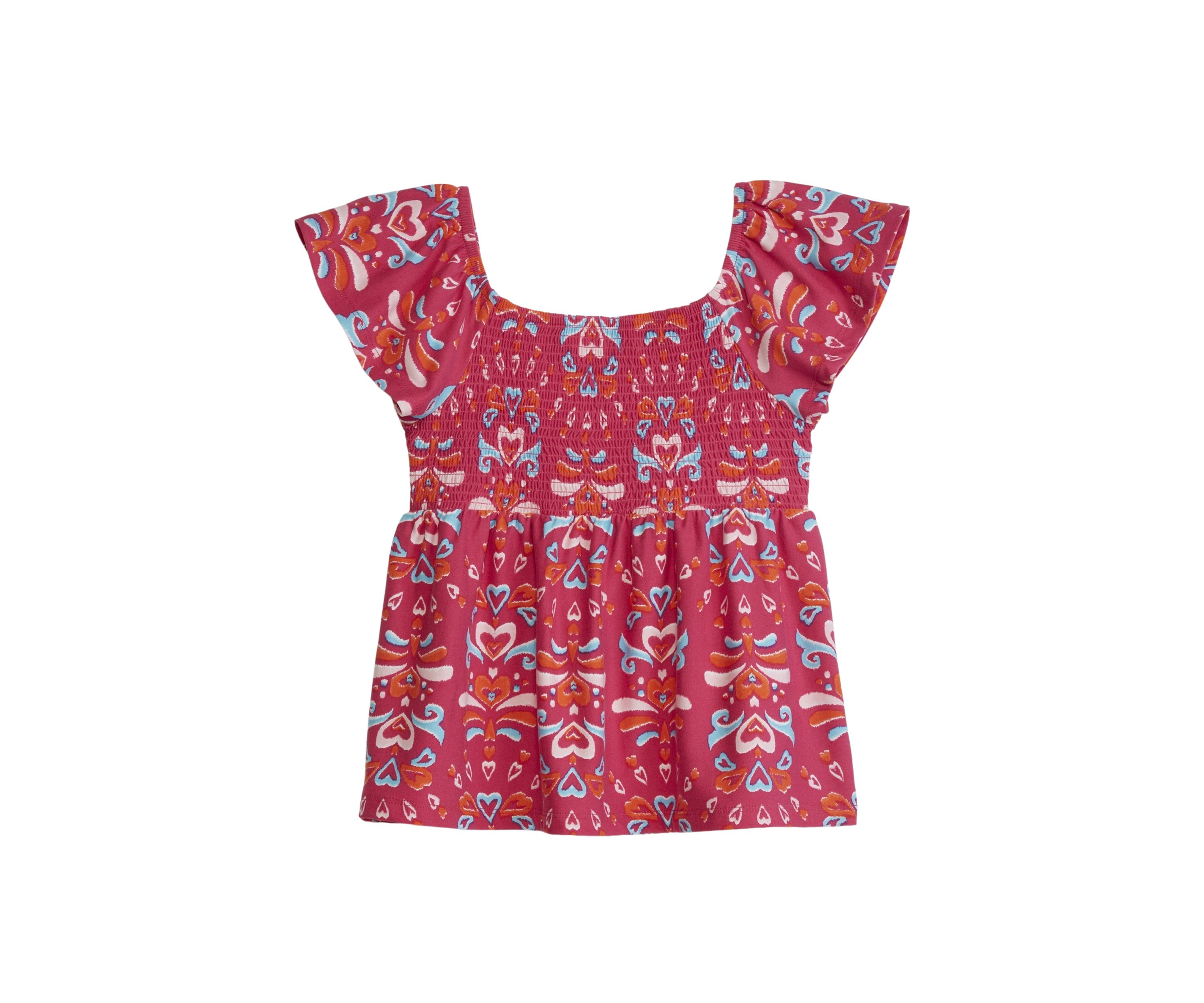Girls 4-6x Smocked Printed Top