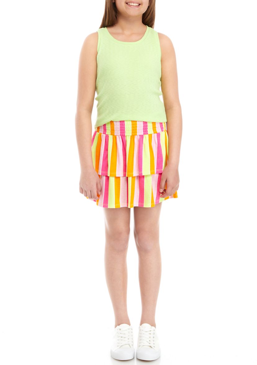 Girls 7-16 Knit Smock Skirt Set