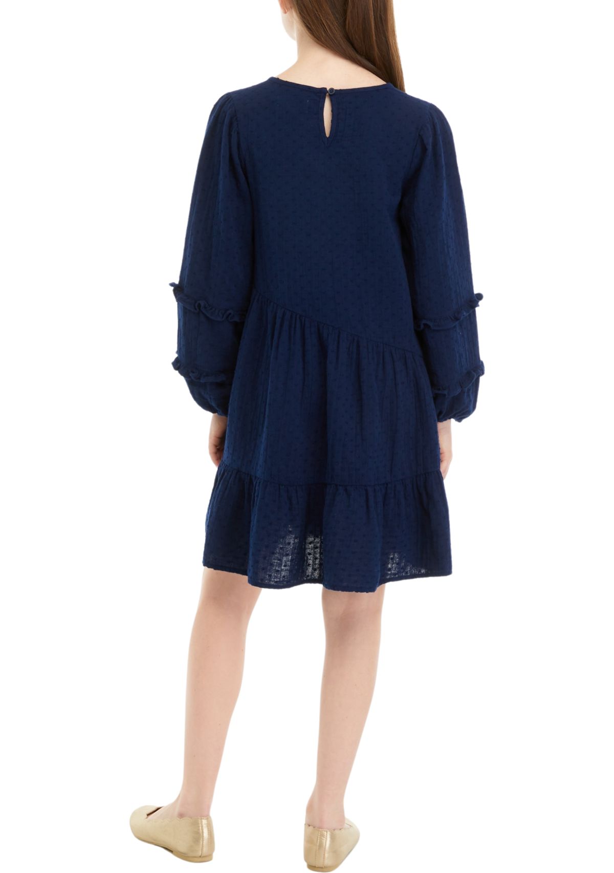 Girls 7-16 Clip Dot Asymmetrical Dress