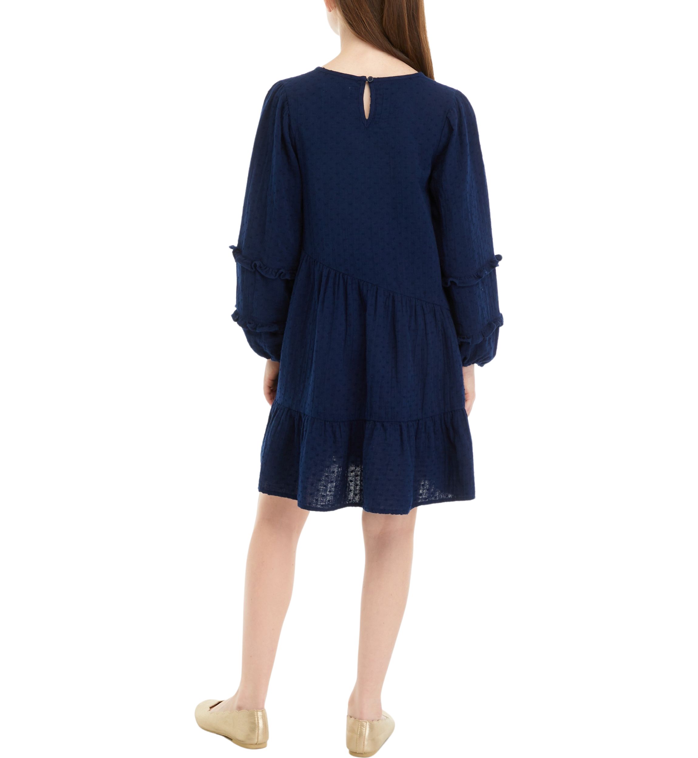 Girls 7-16 Clip Dot Asymmetrical Dress