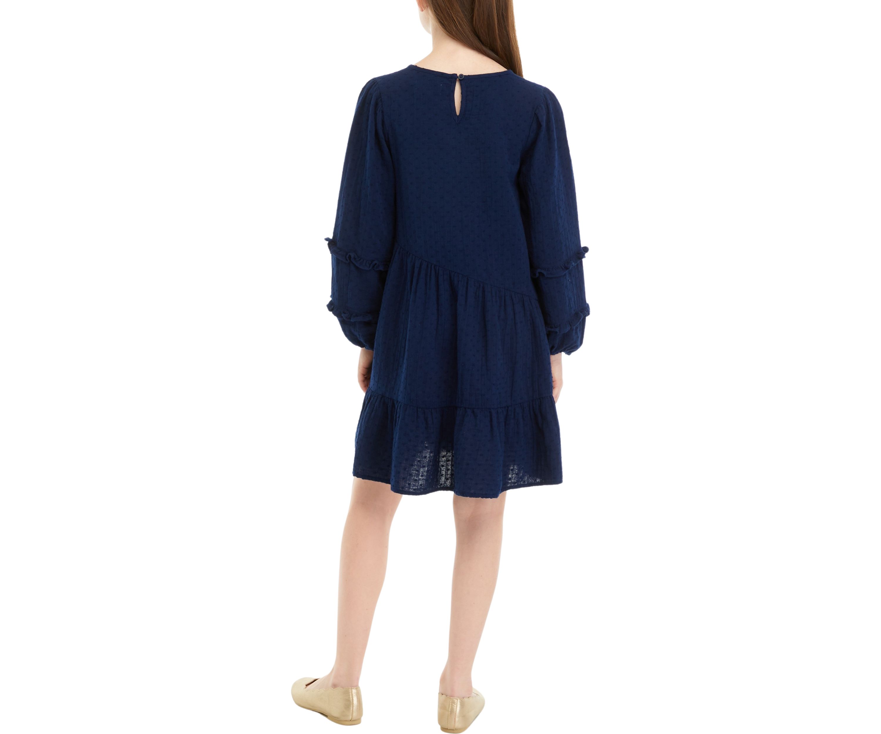 Girls 7-16 Clip Dot Asymmetrical Dress