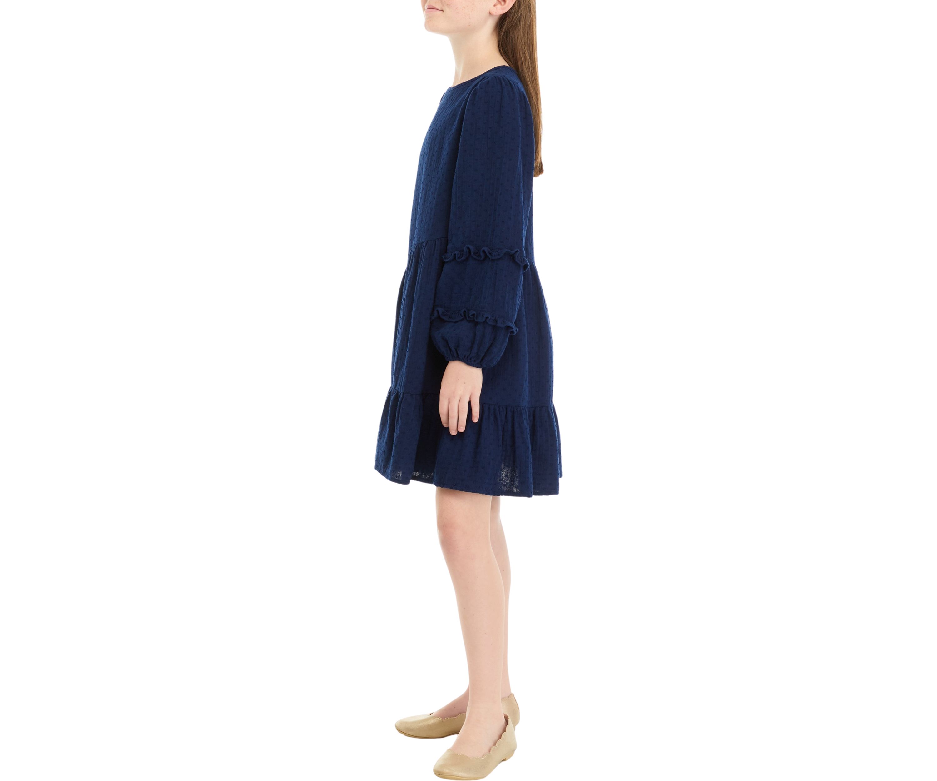Girls 7-16 Clip Dot Asymmetrical Dress